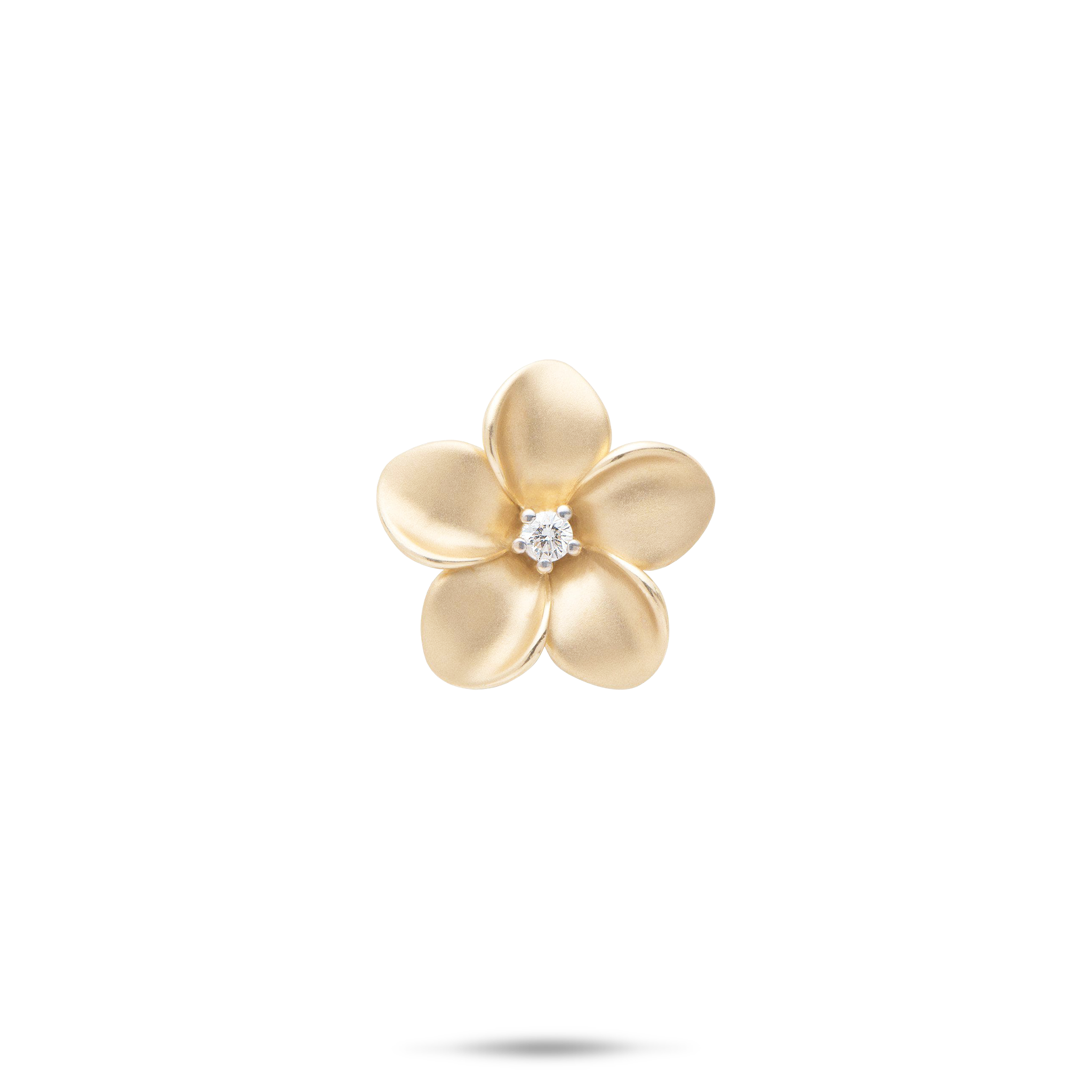 Plumeria Pendant in Gold with Diamond - 16mm