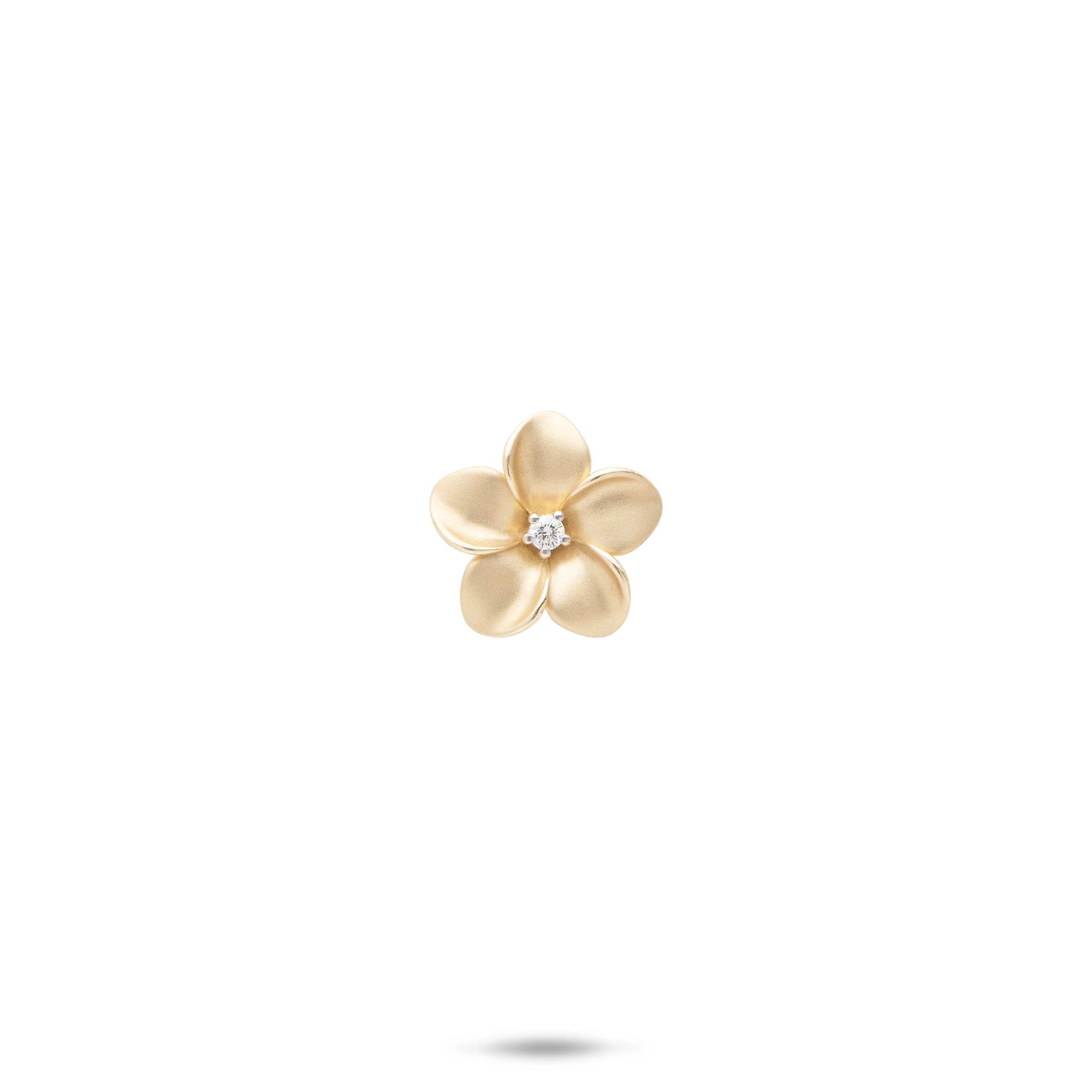 Plumeria Pendant in Gold with Diamond - 11mm