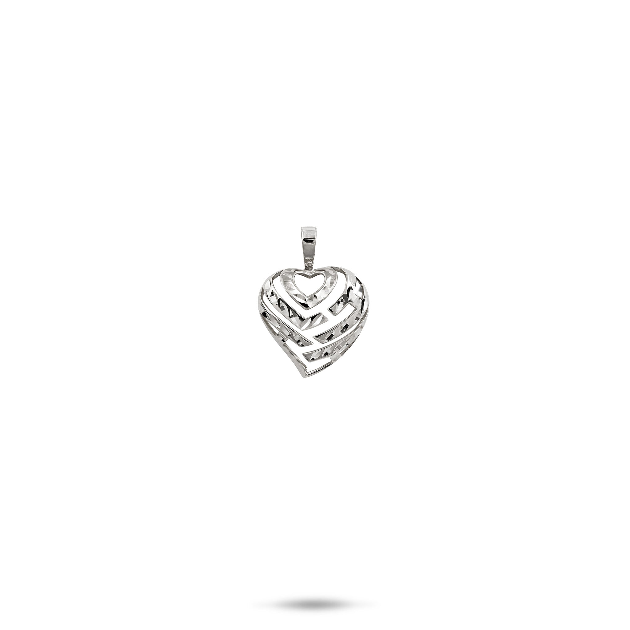 Aloha Heart Pendant in White Gold - 9mm