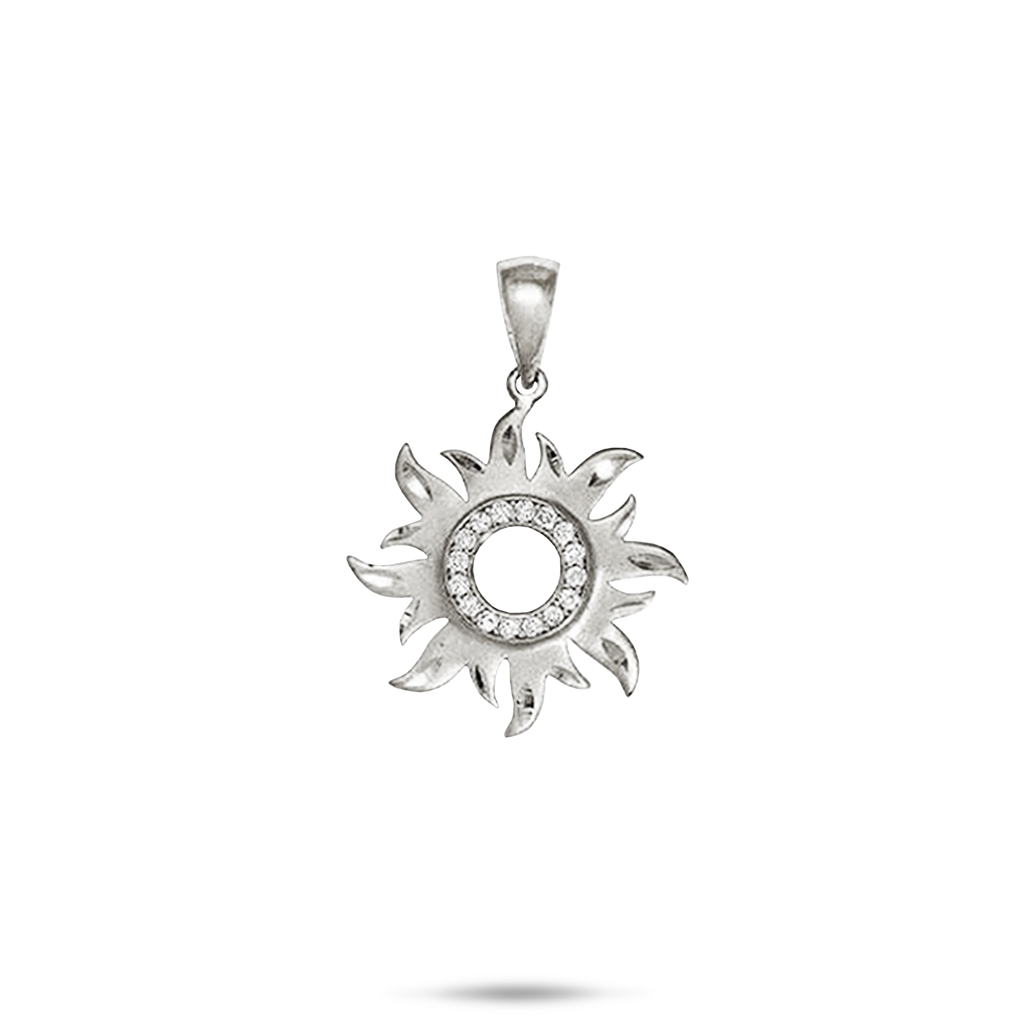 Sun Pendant in White Gold with Diamonds - 17mm