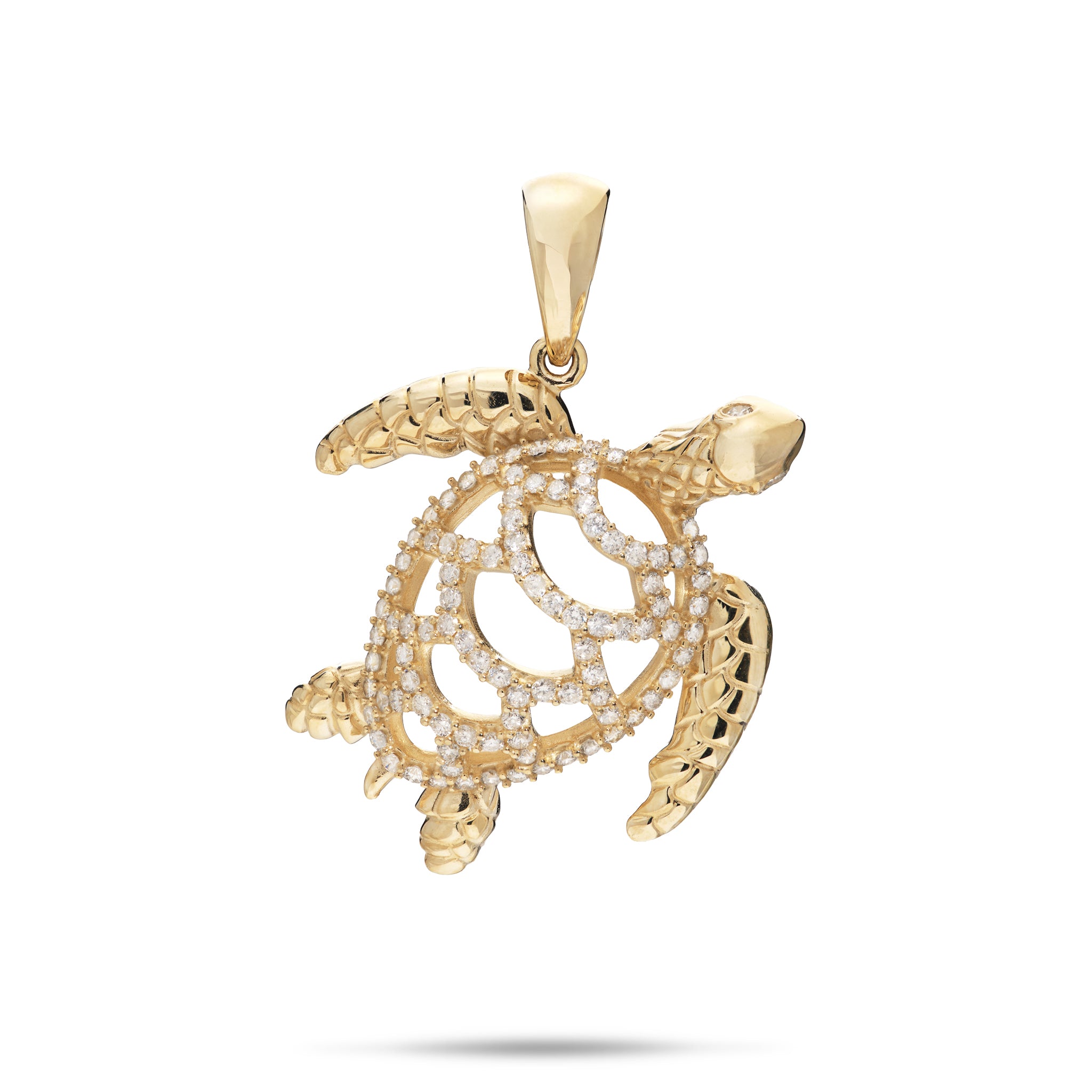 Honu Pendant in Gold with Diamonds - 28mm