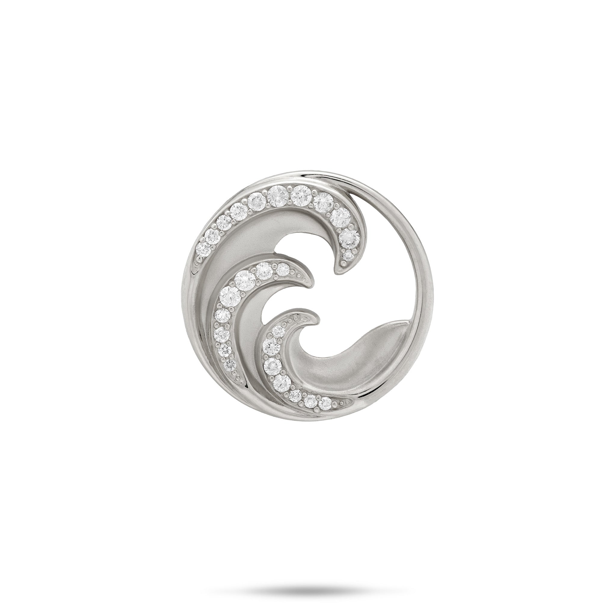 Nalu (Wave) Pendant in White Gold with Diamonds - 22mm