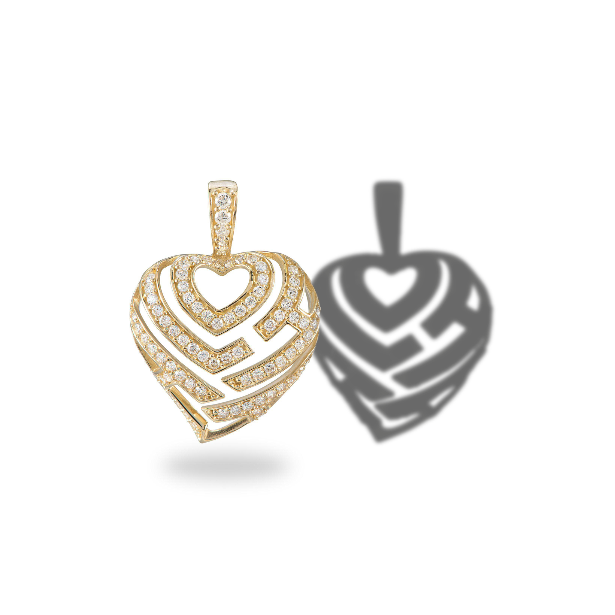 Aloha Heart Pendant in Gold with Diamonds - 18mm