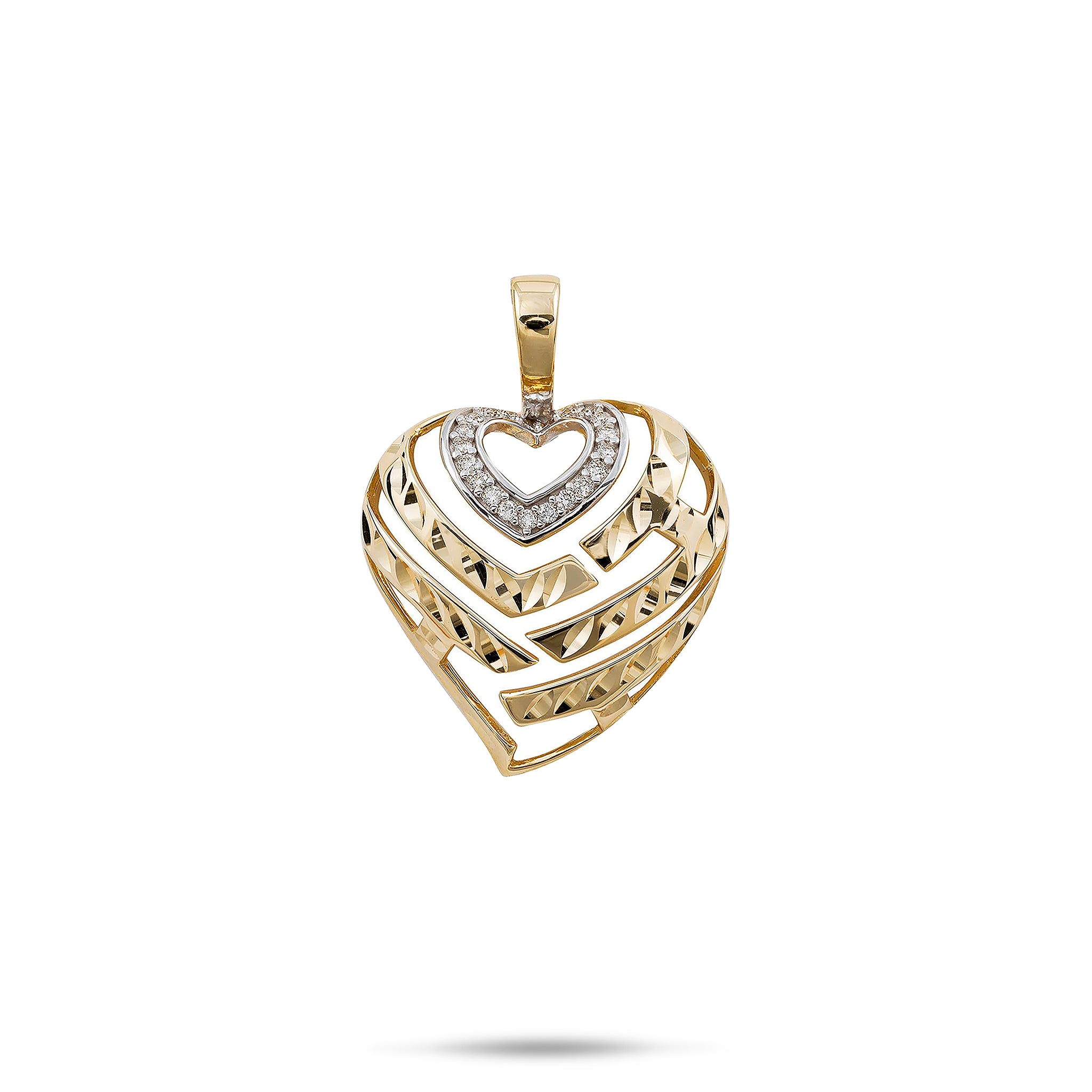 Aloha Heart Pendant in Gold with Diamonds - 18mm