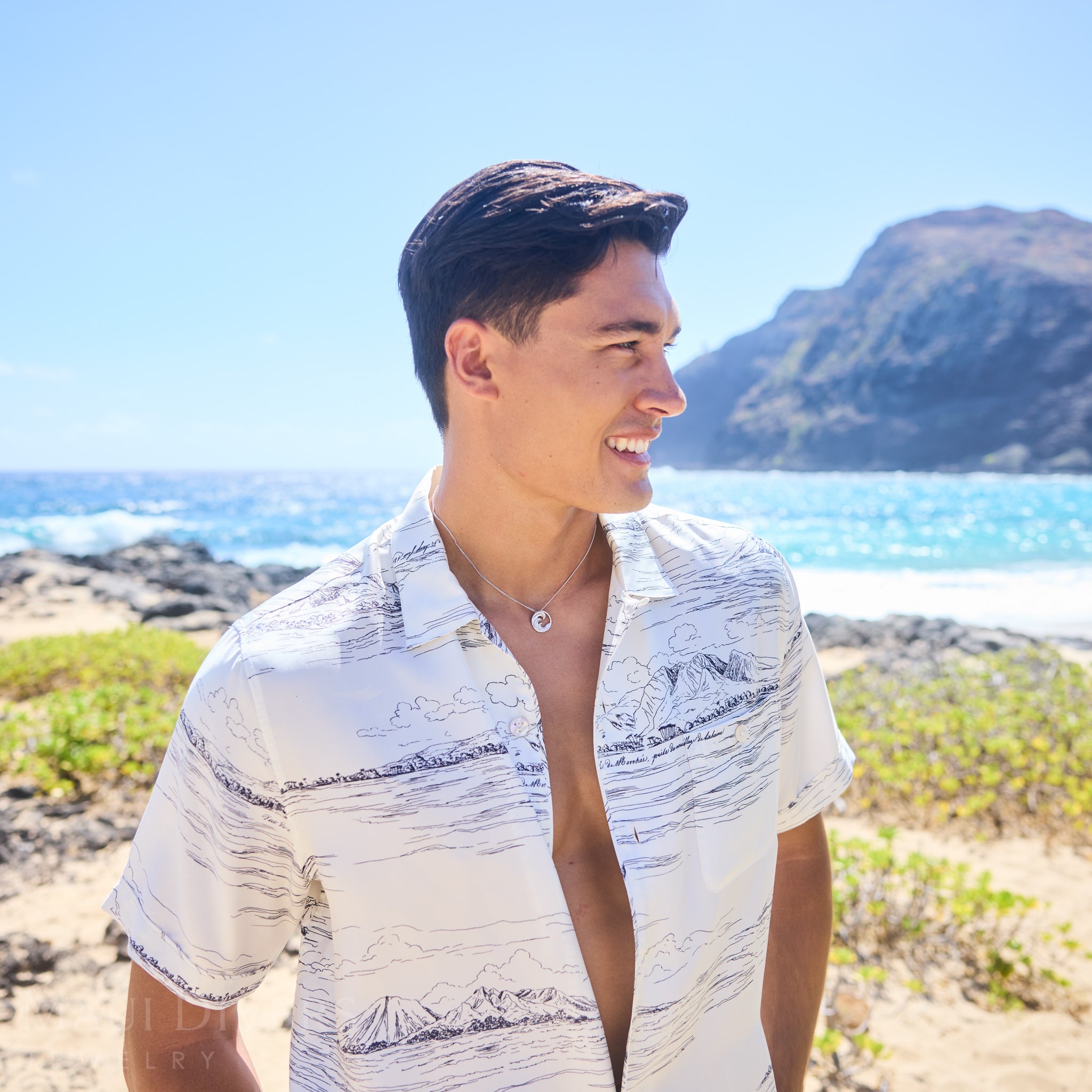 Nalu Pendant in White Gold with Diamonds - 18mm