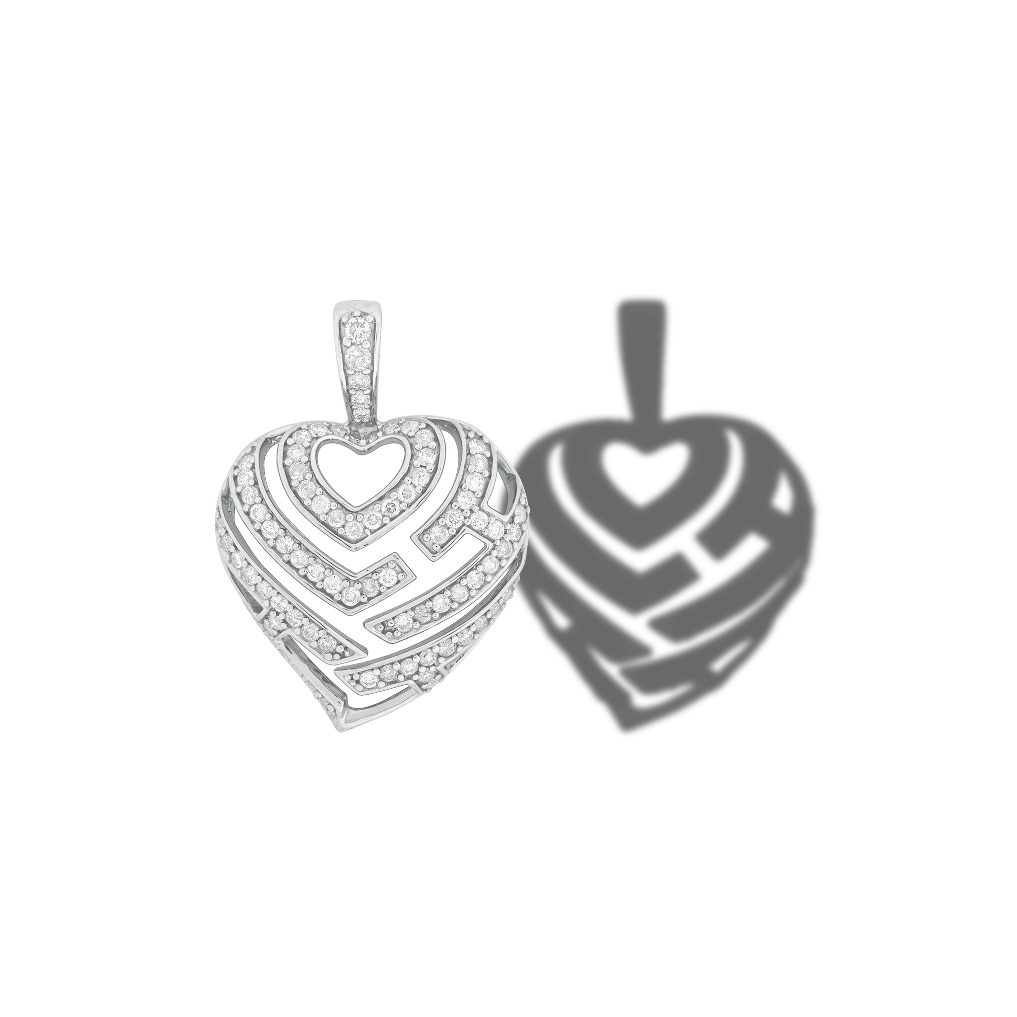 Aloha Heart Pendant in White Gold with Diamonds - 18mm