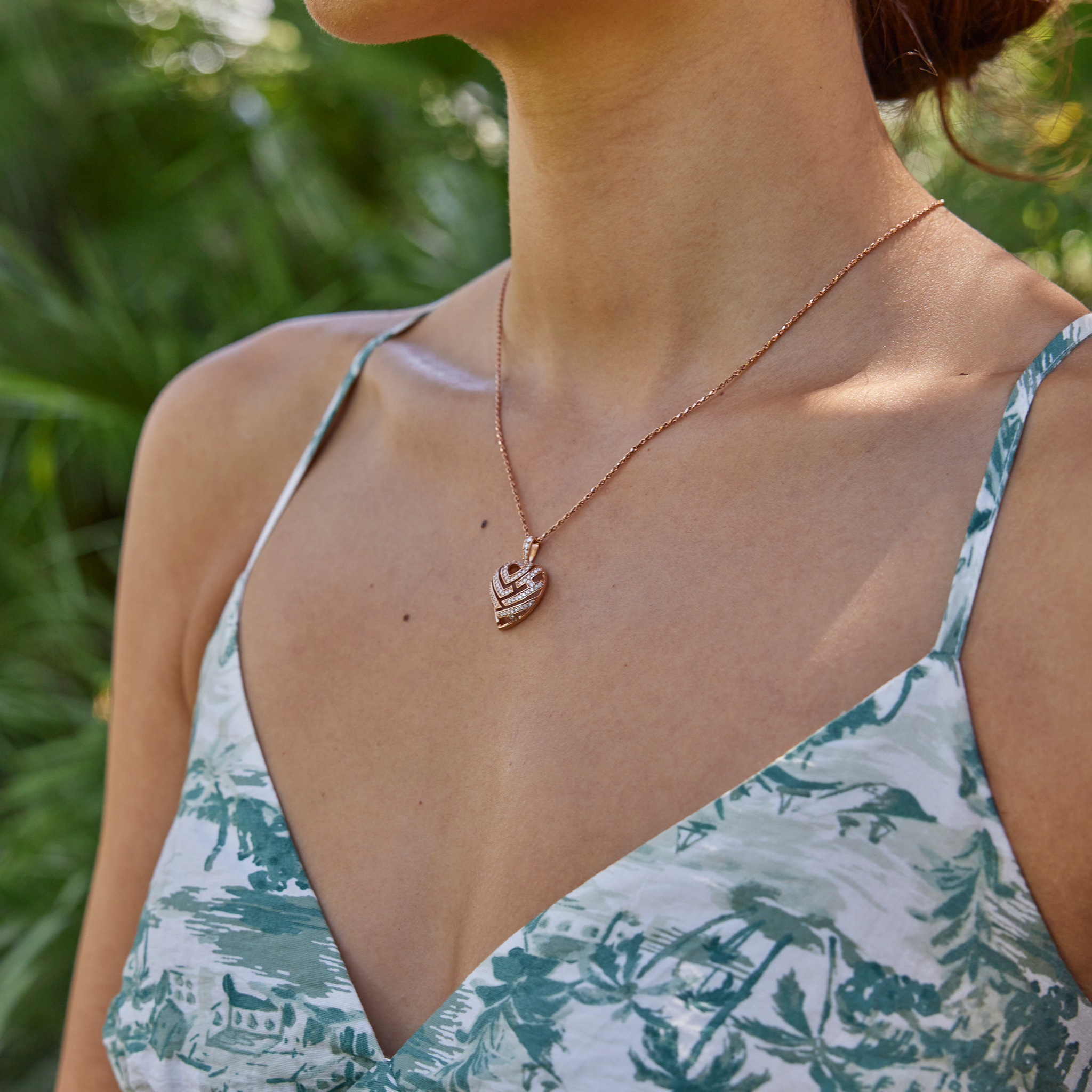 Aloha Heart Pendant in Rose Gold with Diamonds - 18mm