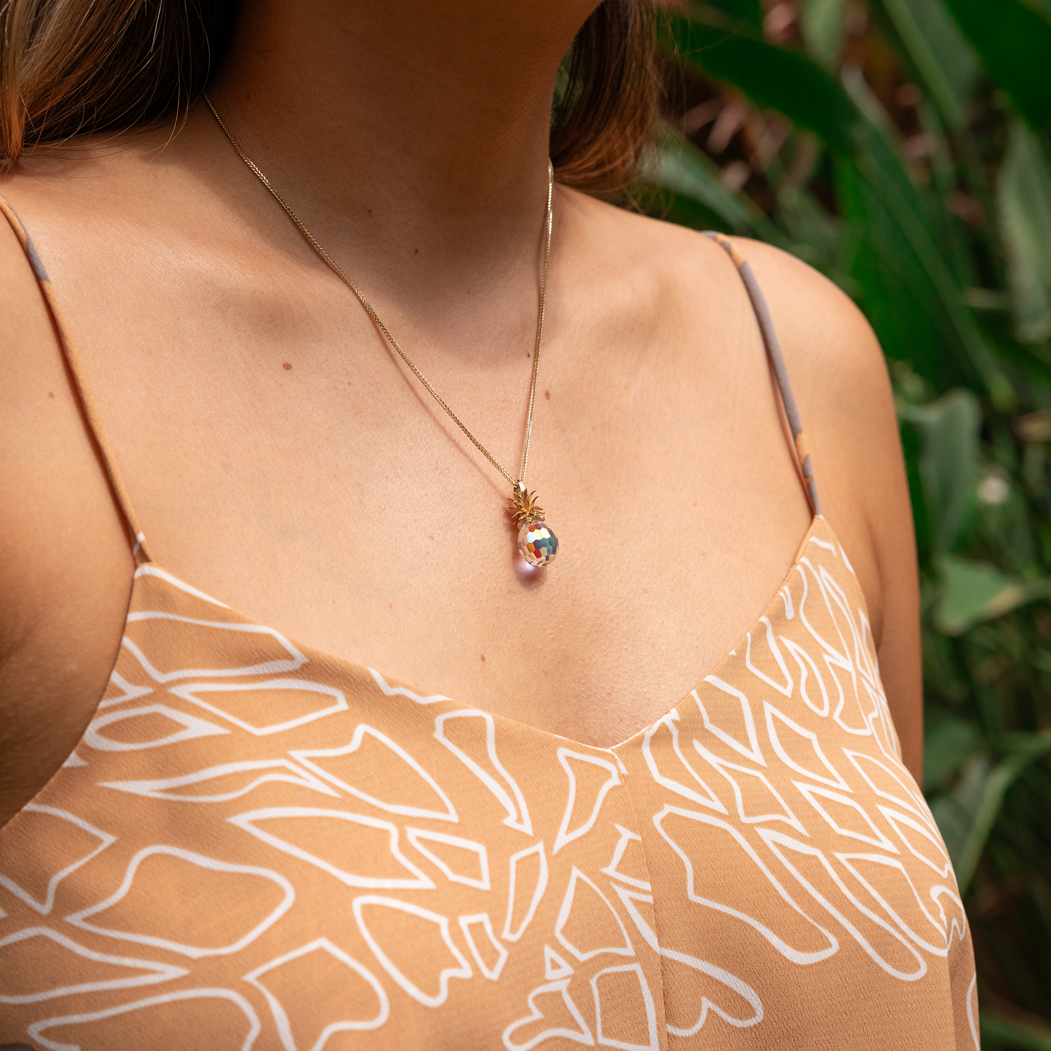 Crystal Pineapple Pendant in Gold - 27mm