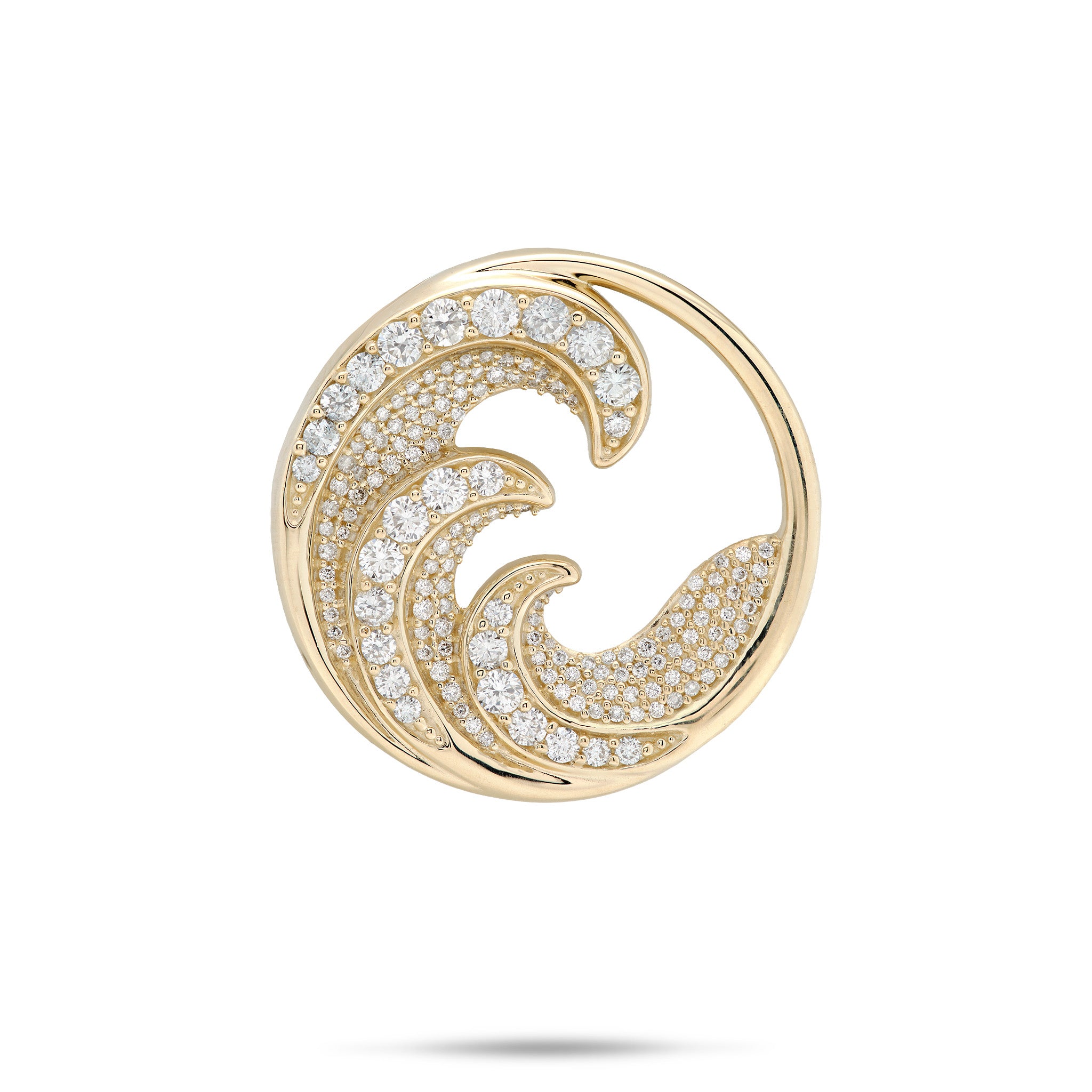 【Maui Divers Jewelry】タンザナイト 14K WG ネックレス Nalu (Wave) Pendant in Gold with Diamonds - 26mm