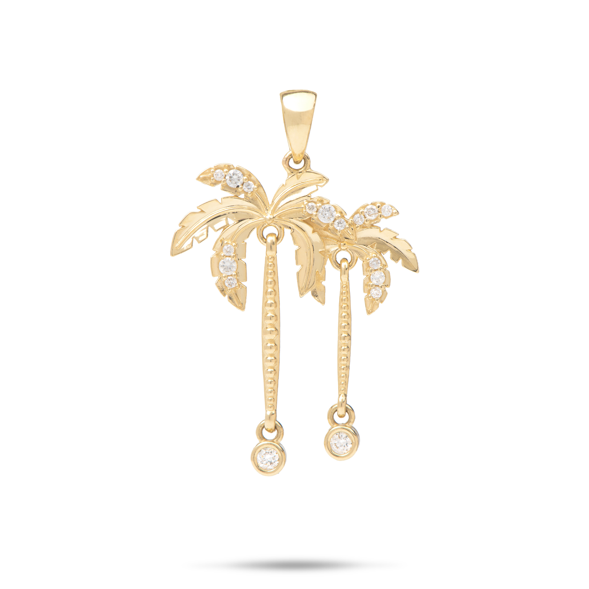 Paradise Palms - Palm Tree Pendant in Gold with Diamonds - 28mm