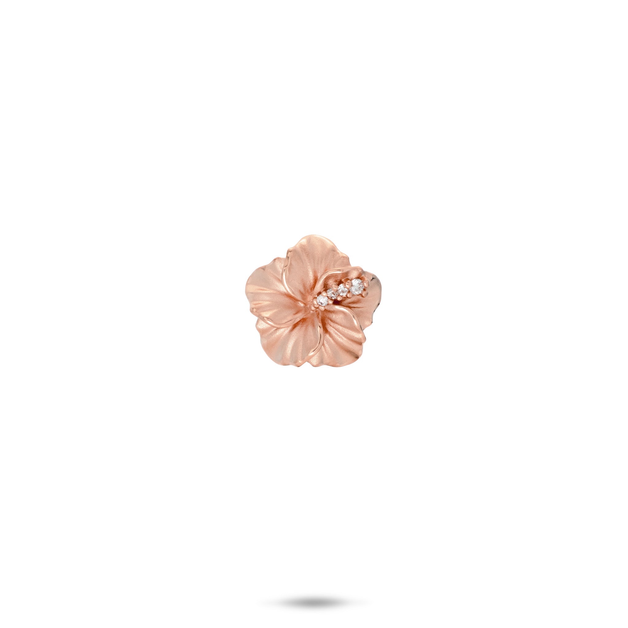 11mm Diamond Hibiscus Pendant in 14k Rose Gold on white background