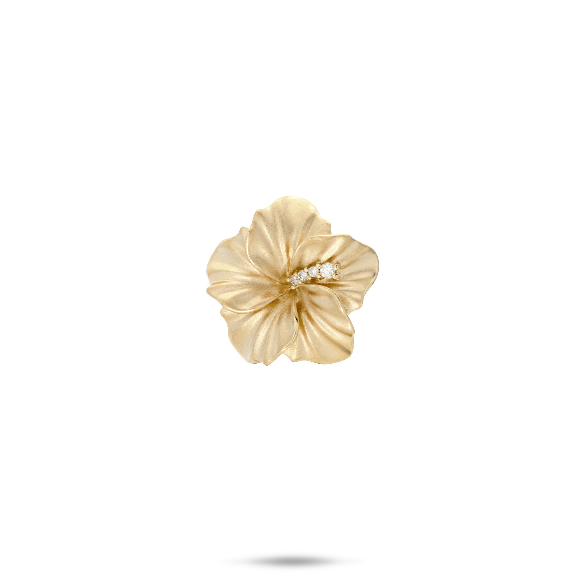 15mm Diamond Hibiscus Pendant in 14k Yellow Gold