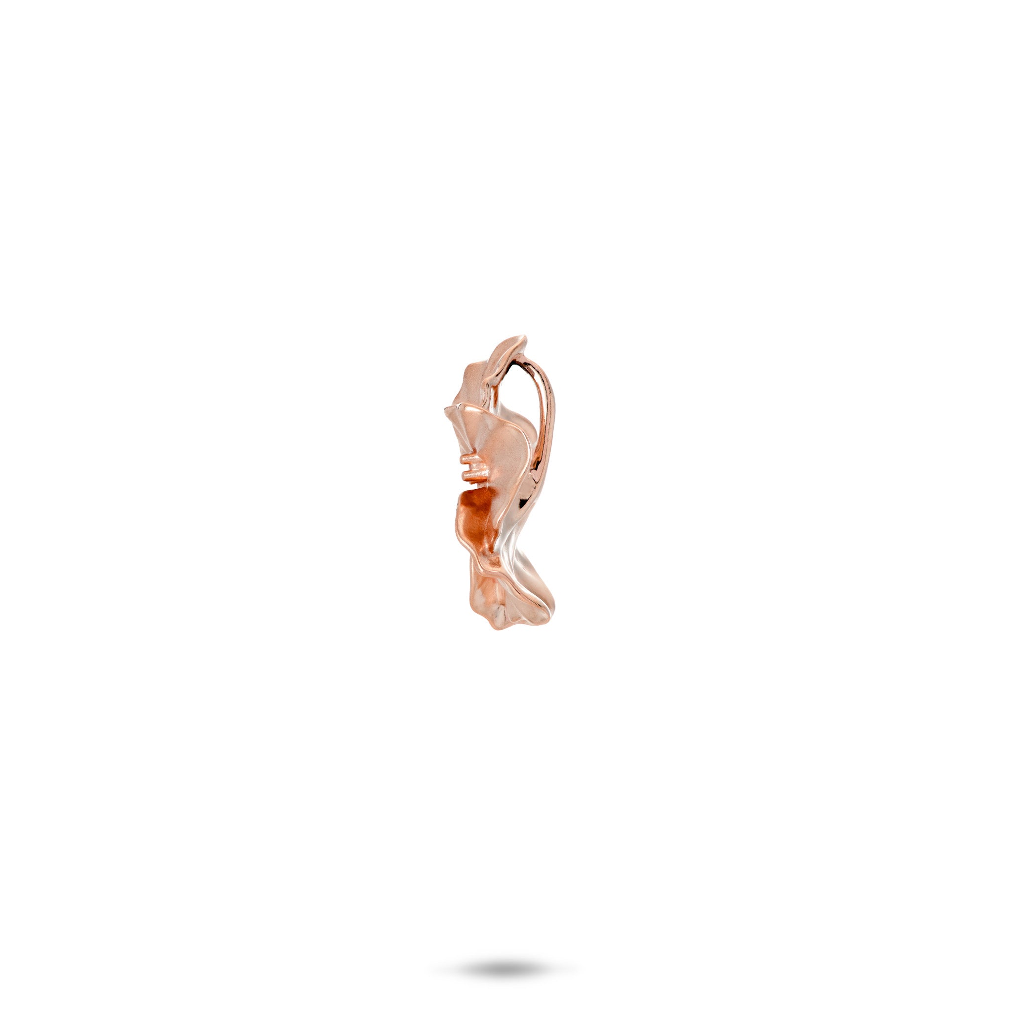 Side view of the 15mm Diamond Hibiscus Pendant in 14k Rose Gold