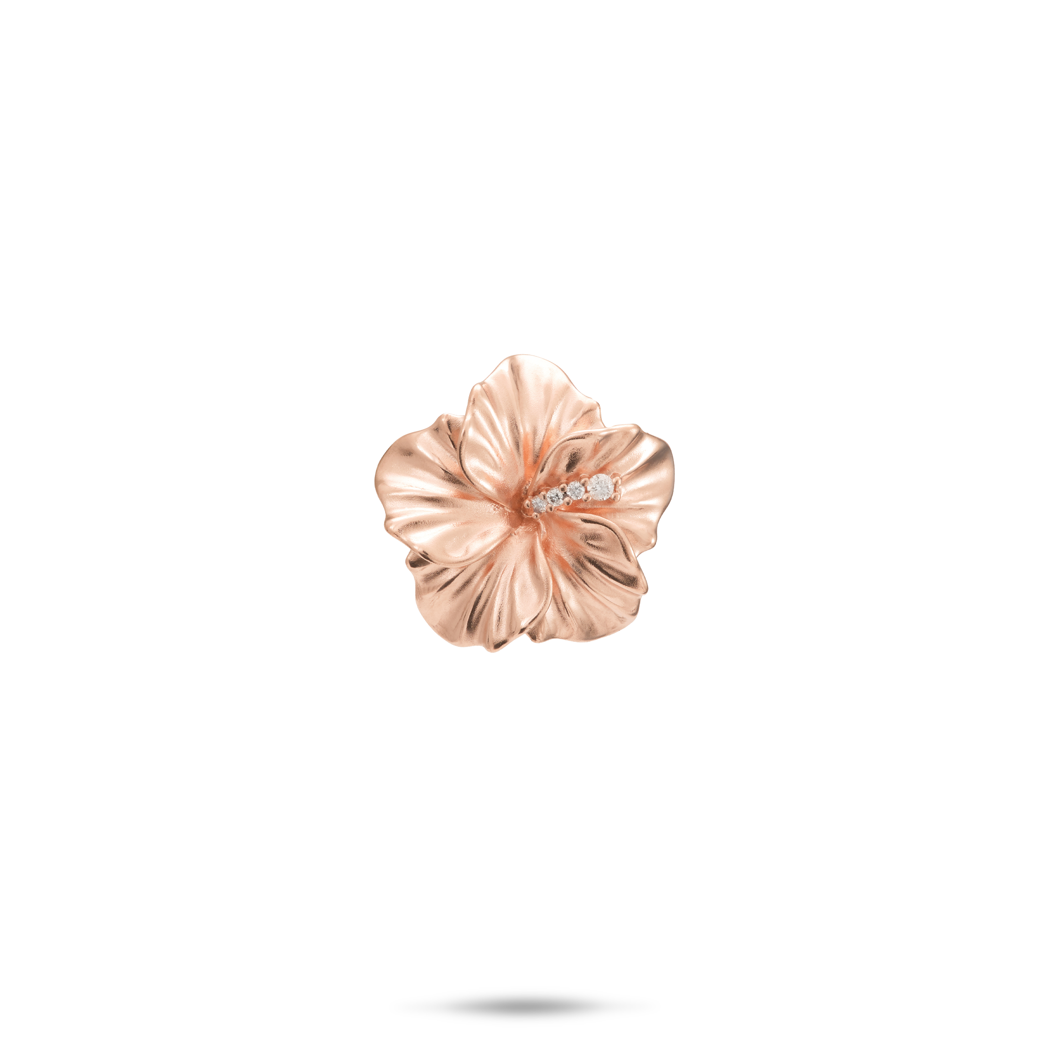 Hawaiian Gardens Hibiscus Pendant in Rose Gold with Diamonds - 15mm