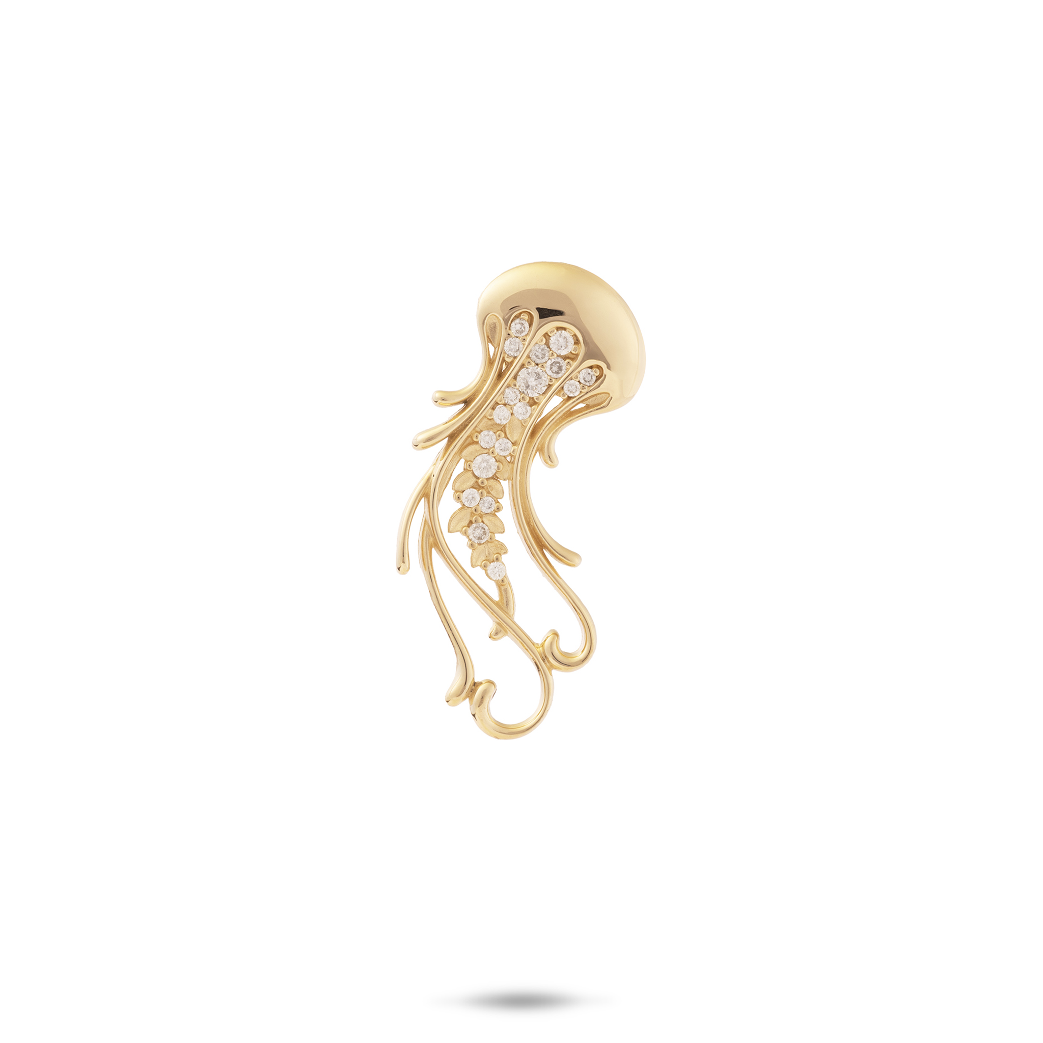 Ocean Dance Jellyfish Pendant in Gold with Diamonds - 24mm