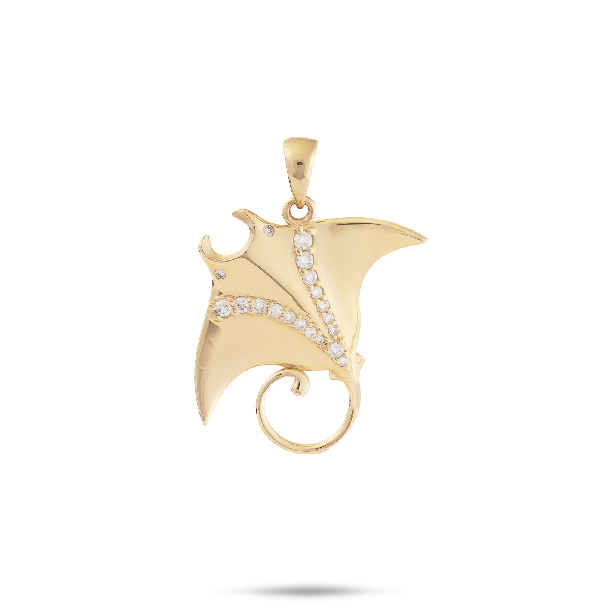 Ocean Dance Manta Ray Pendant in Gold with Diamonds - 21mm