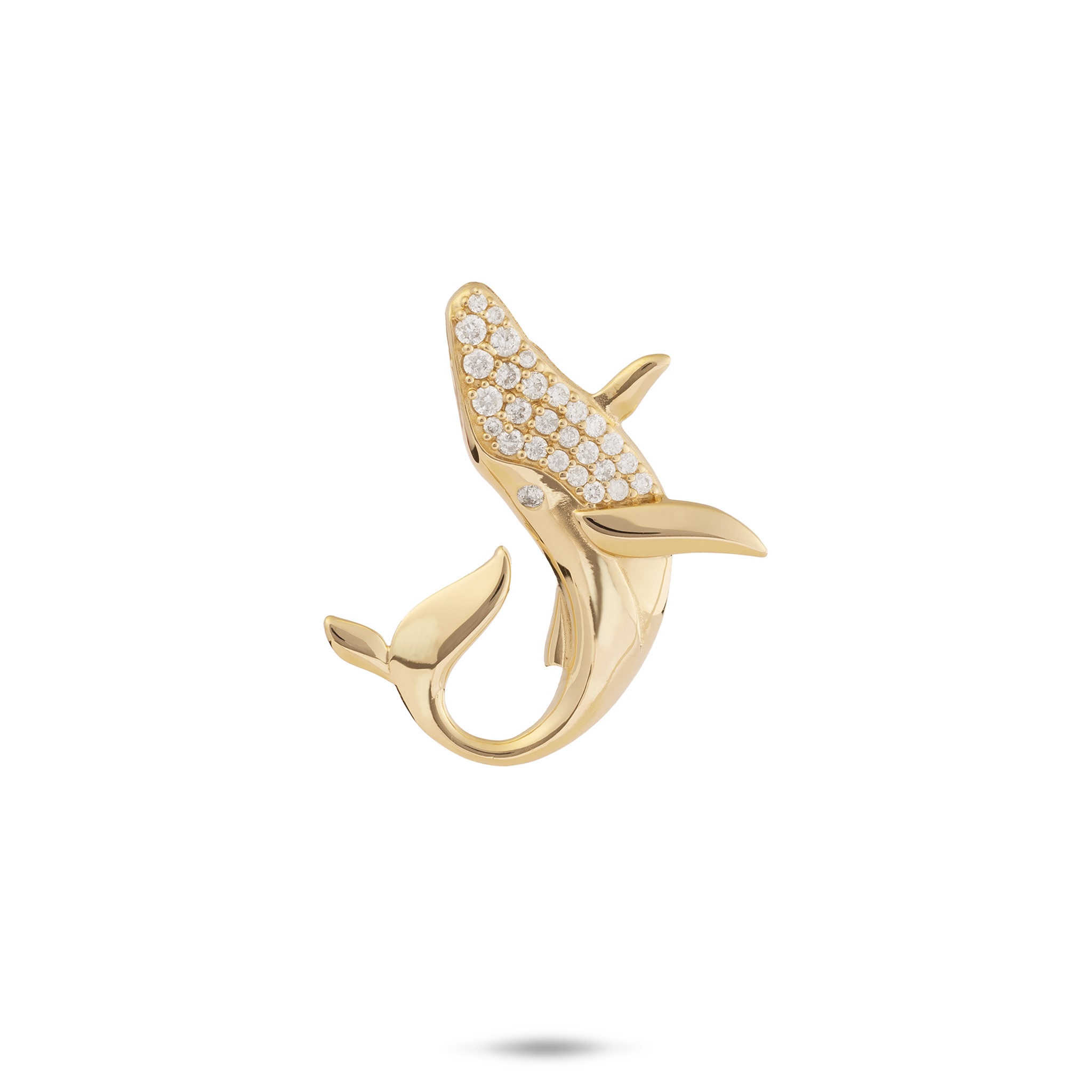 Ocean Dance Whale Pendant in Gold with Diamonds - 22mm