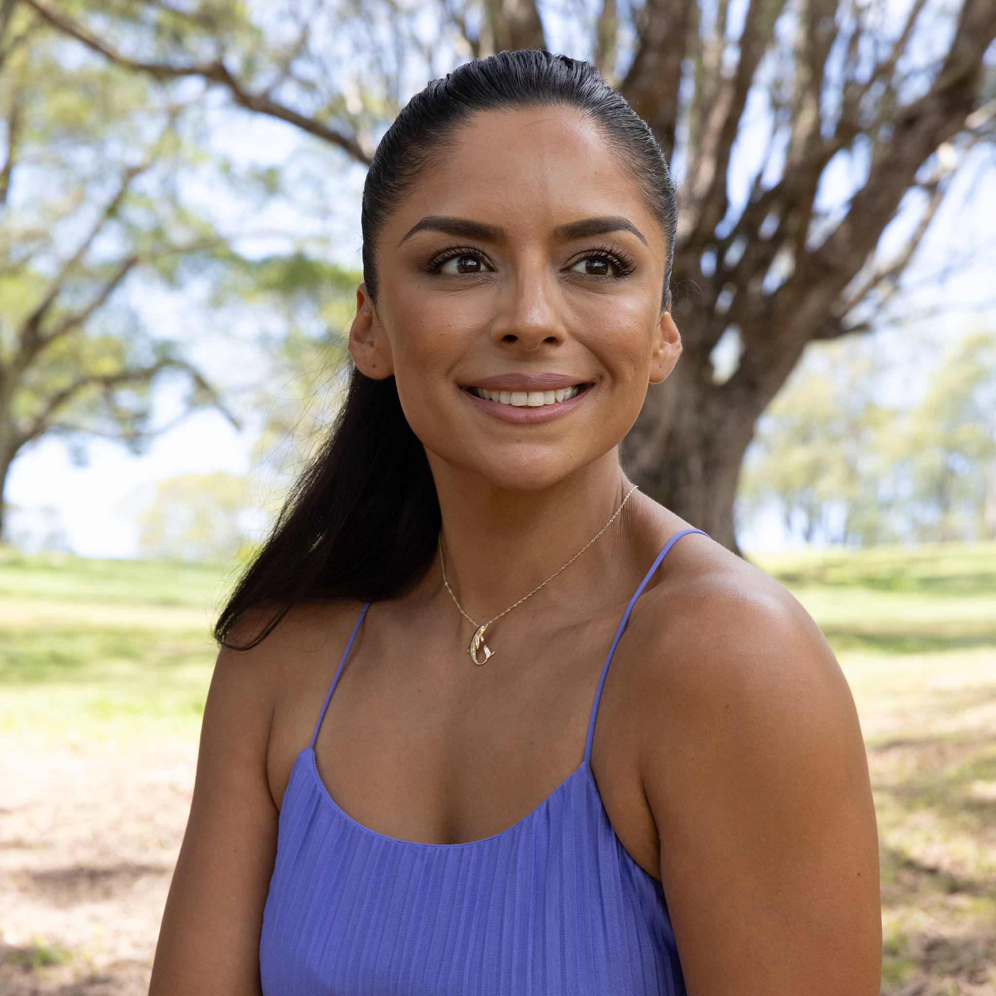 Ocean Dance Dolphin Pendant in Gold with Diamonds - 22mm