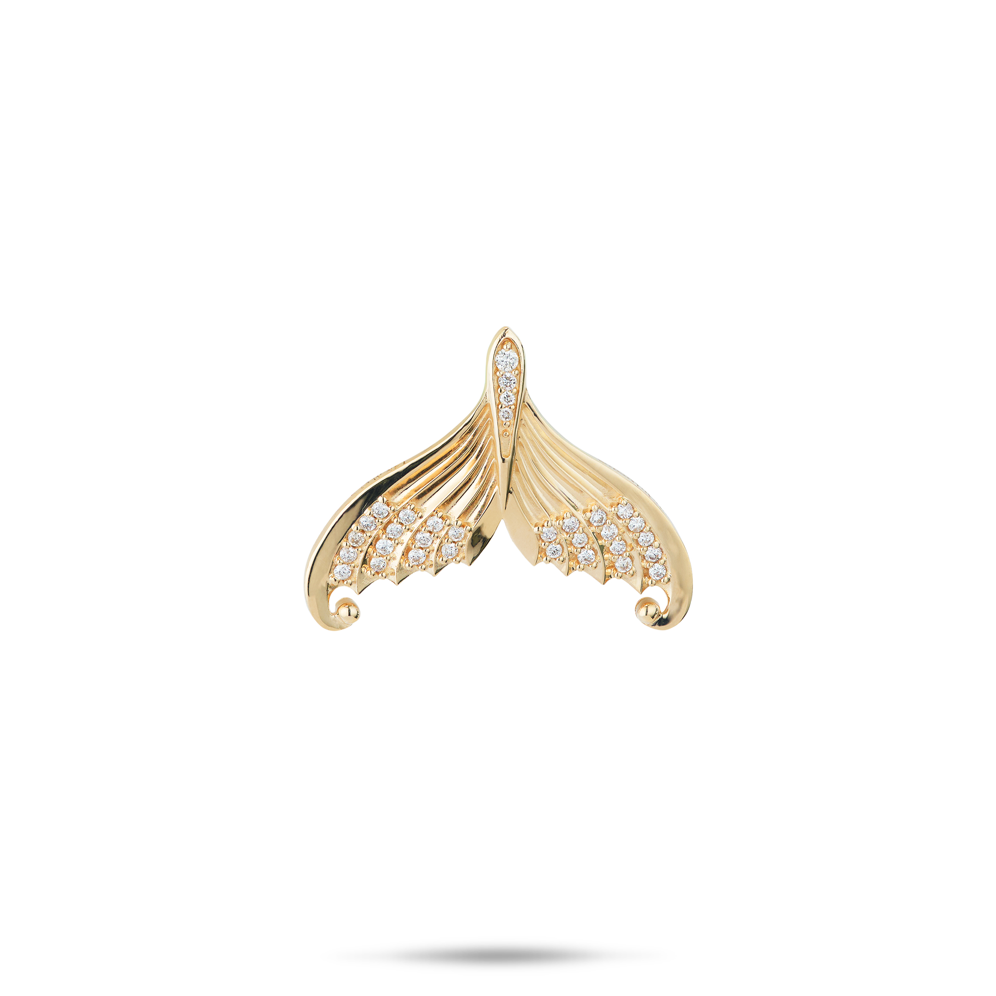 Moon Mermaid Tail Pendant in Gold with Diamonds - 20mm