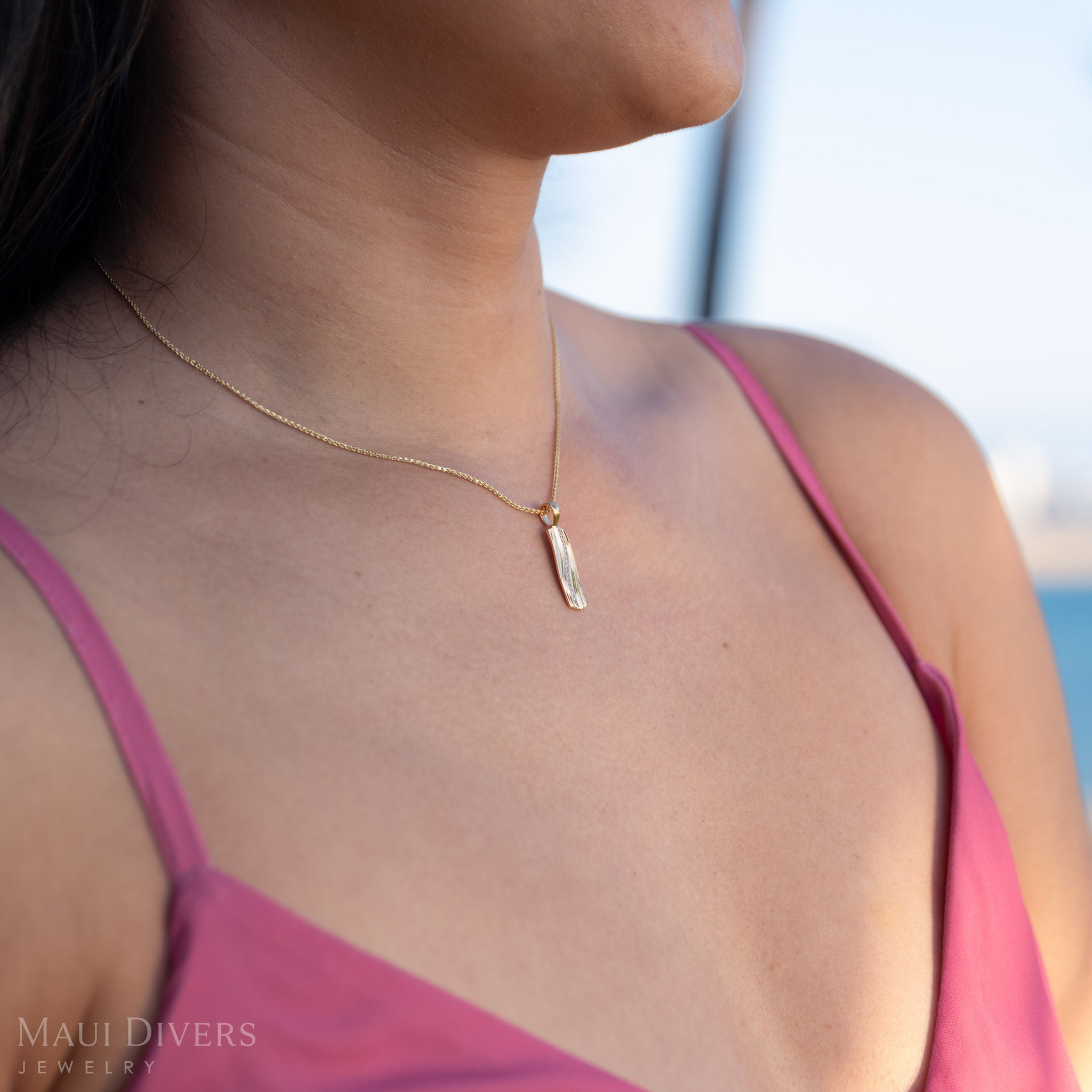 Ocean Sand Pendant in Gold with Diamonds - 20mm