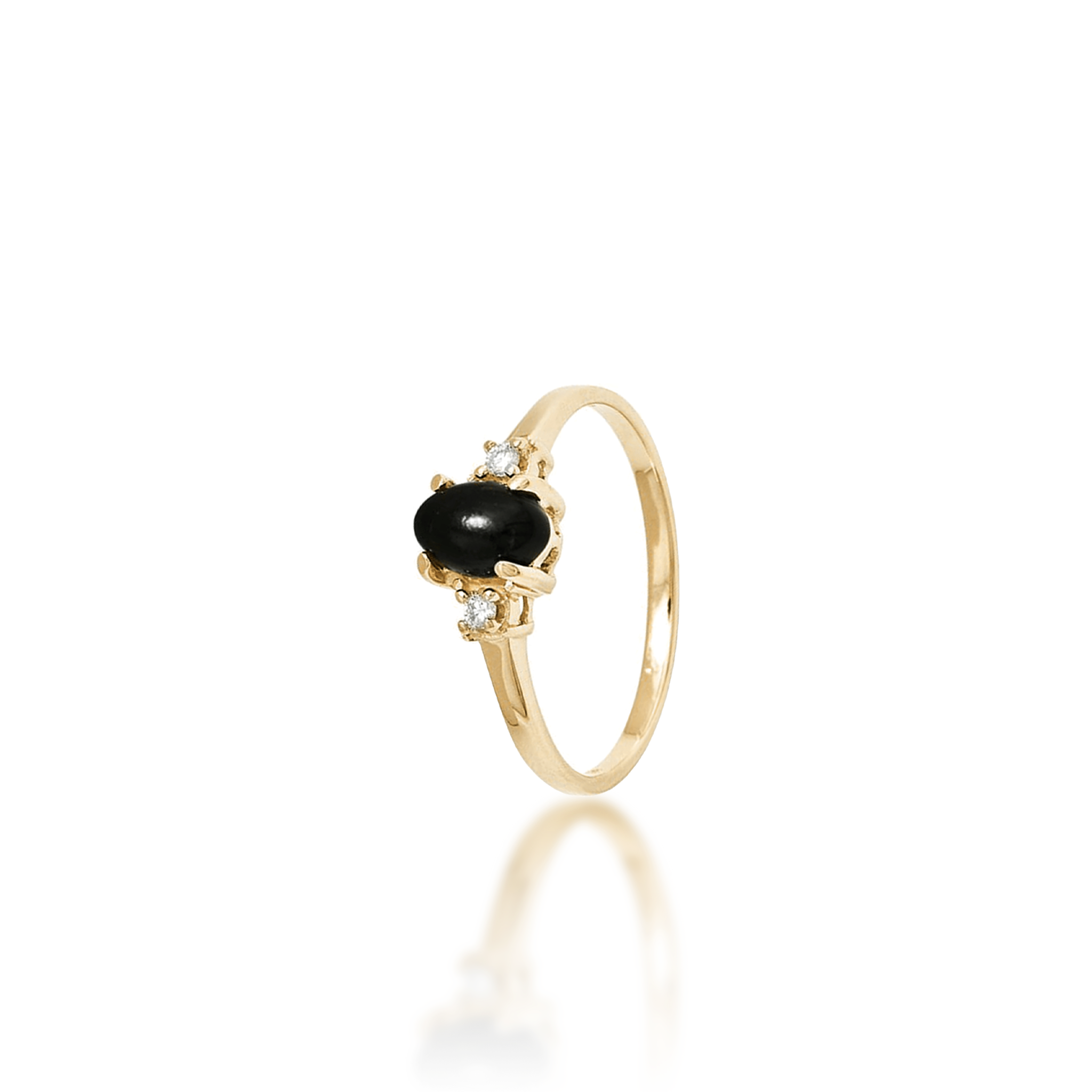 Black Coral Ring in Gold with Diamonds