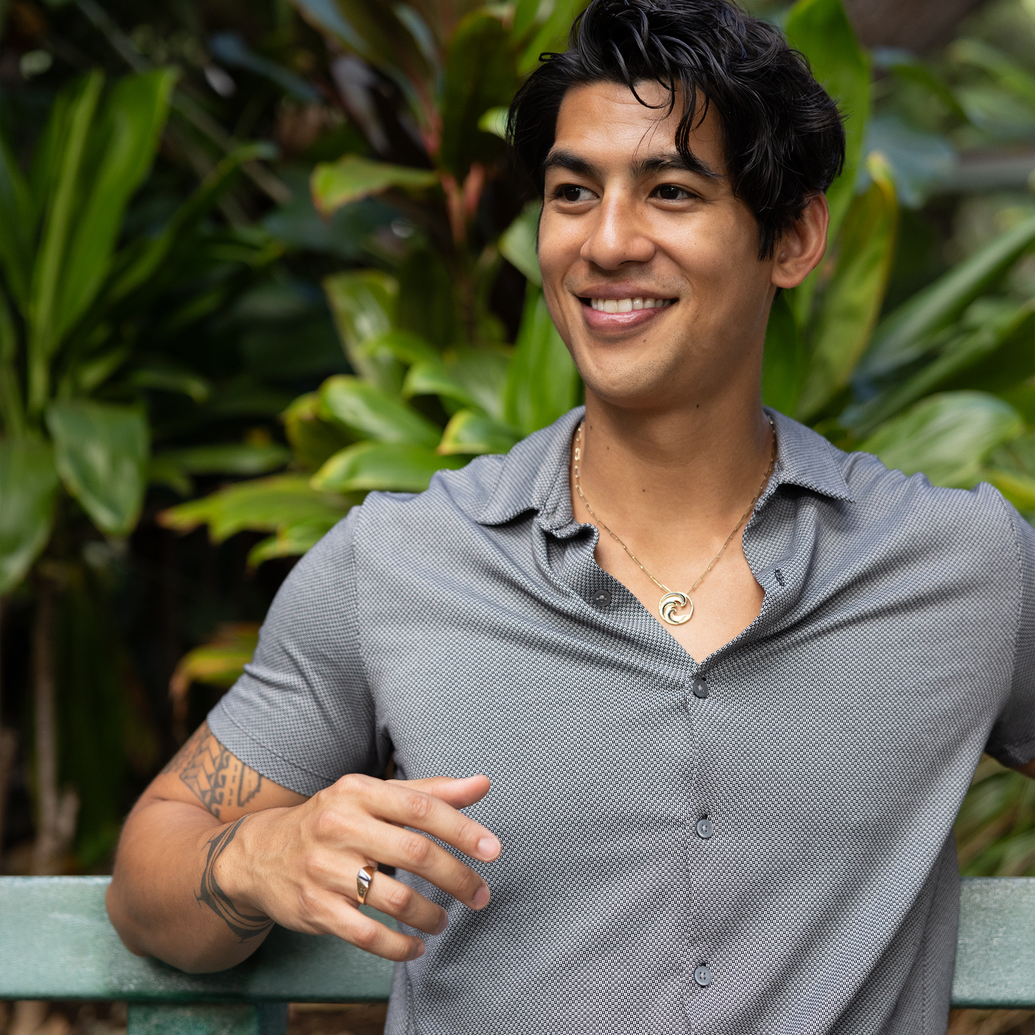 Asymmetrical Hawaiian Black Coral Ring in Gold