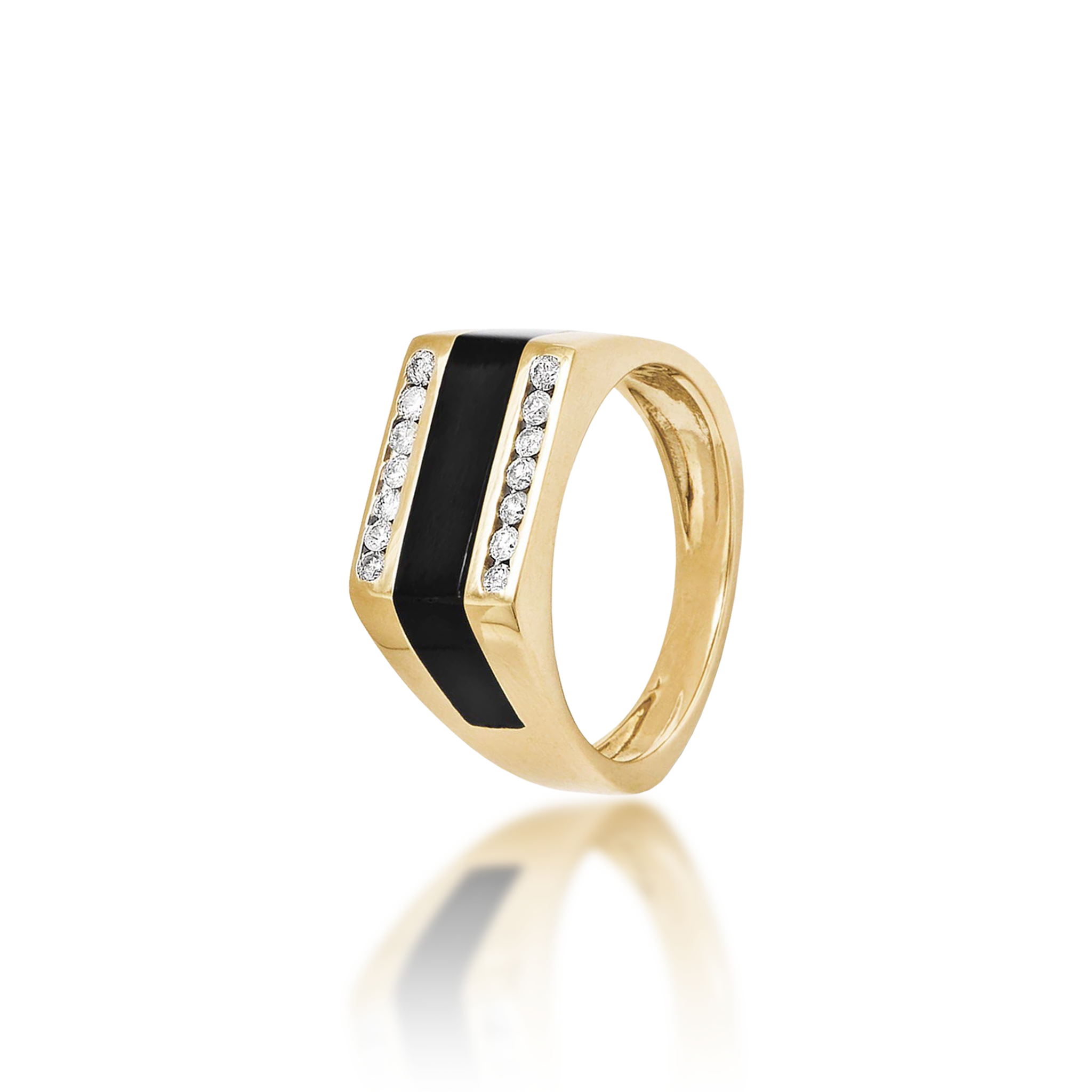 Black Coral Ring in Gold with Diamonds - 10mm