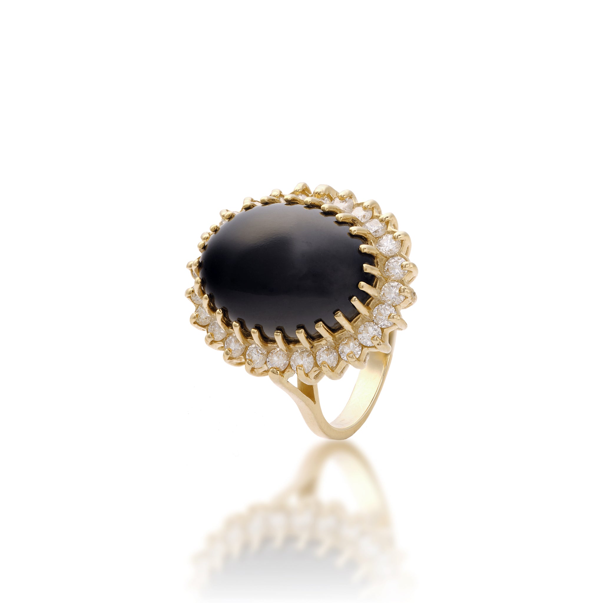 Princess Ka‘iulani Black Coral Ring in Gold with Diamonds - 21.5mm