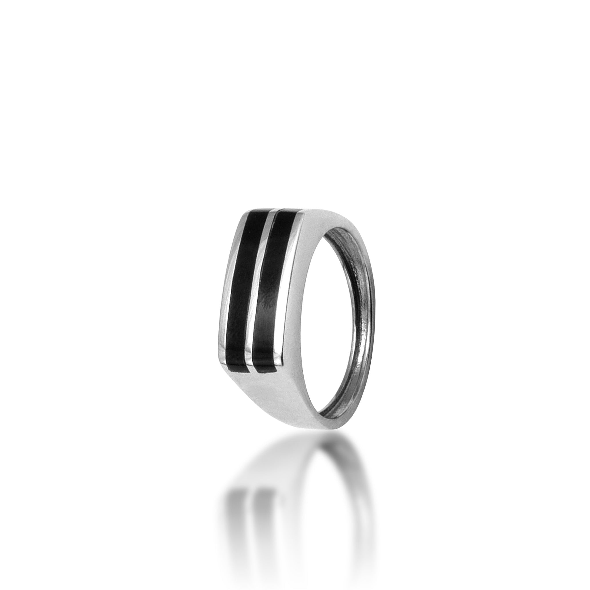Hawaiian Black Coral Ring in White Gold