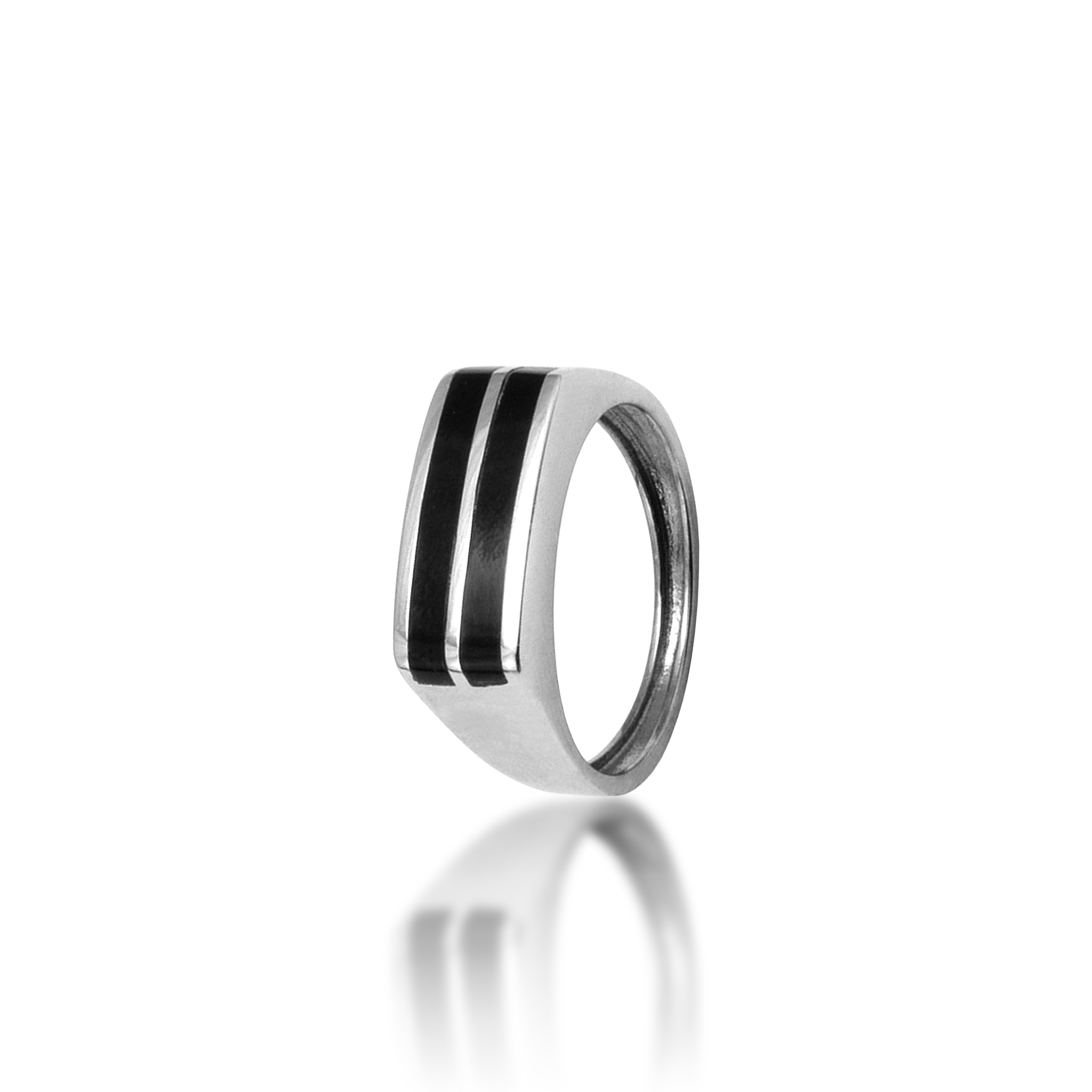 Black Coral Ring in White Gold