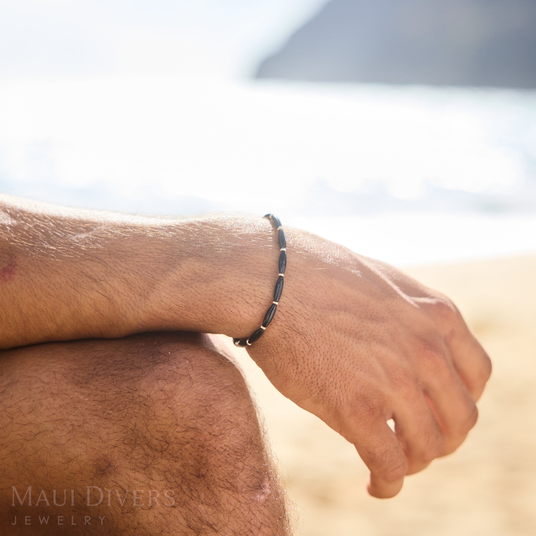 Black Coral Bracelet in Gold - Size 7-7.5"