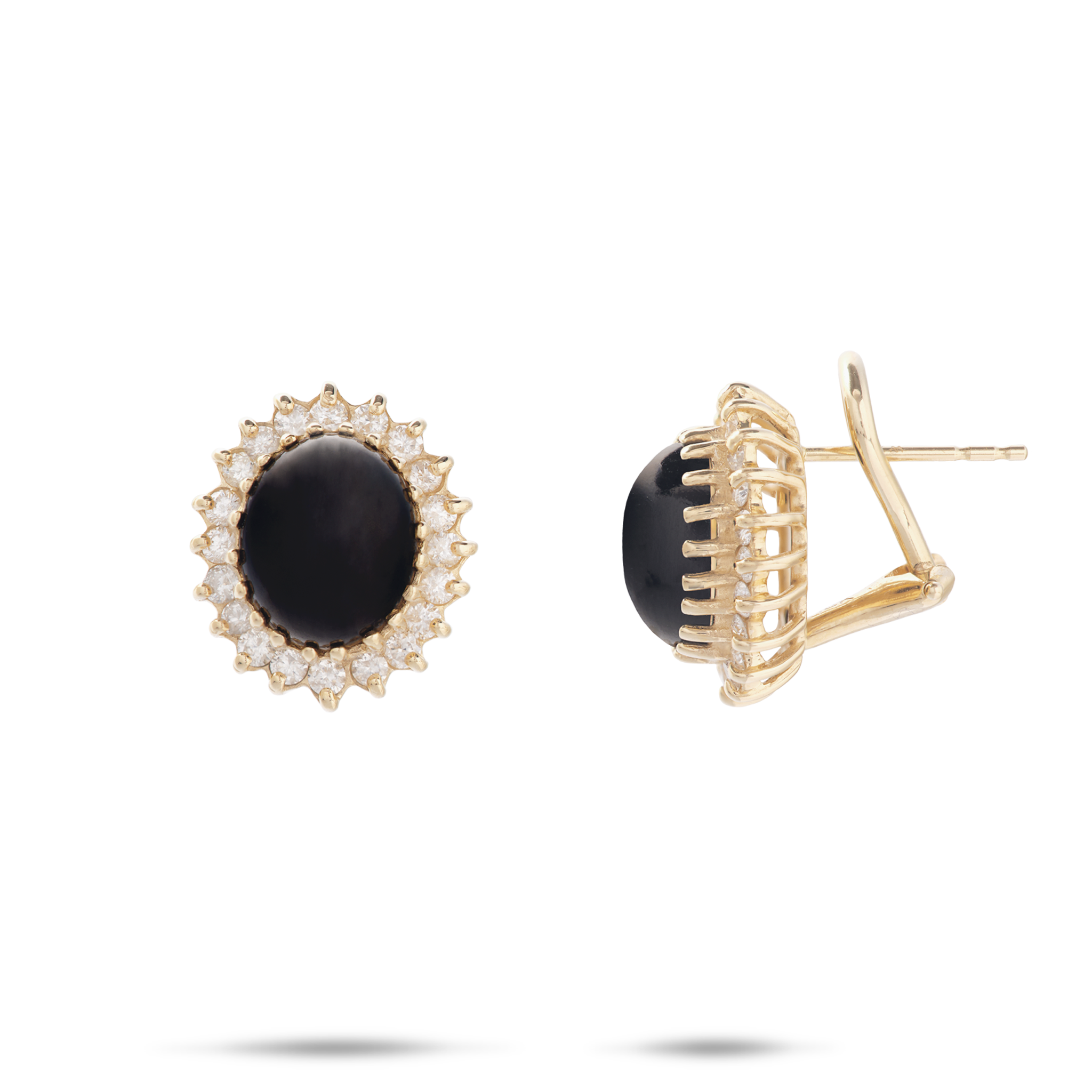 Princess Ka‘iulani Black Coral Earrings in Gold with Diamonds - 15.5mm