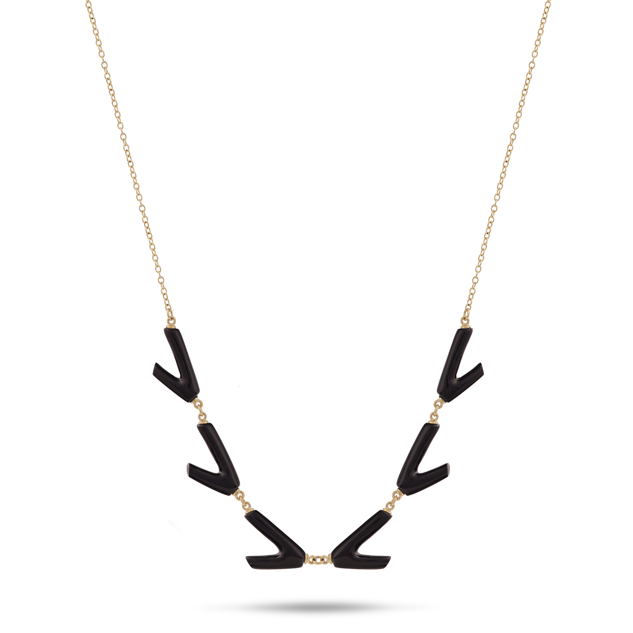 17-18" Black Coral Necklace in Gold