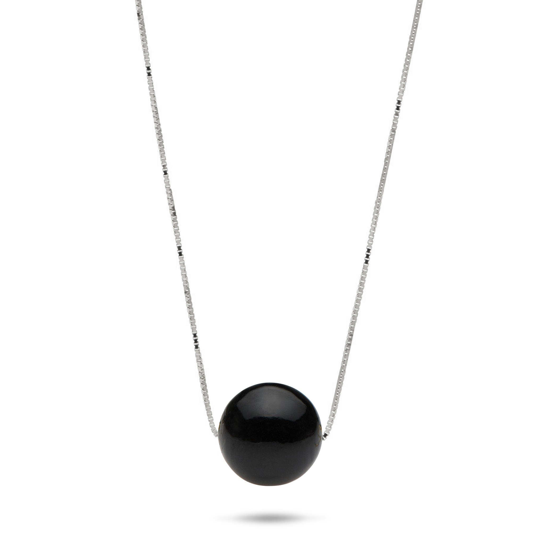 18" Black Coral Slider Necklace in White Gold