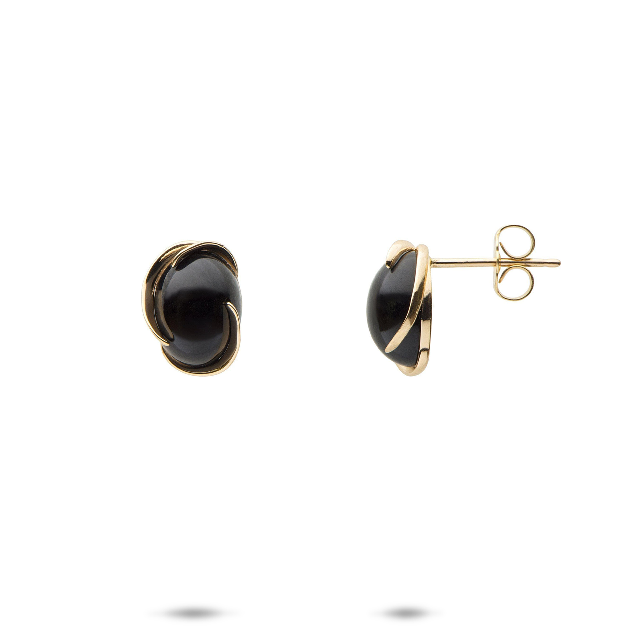 Midnight Wave Black Coral Earrings in Gold - 9mm