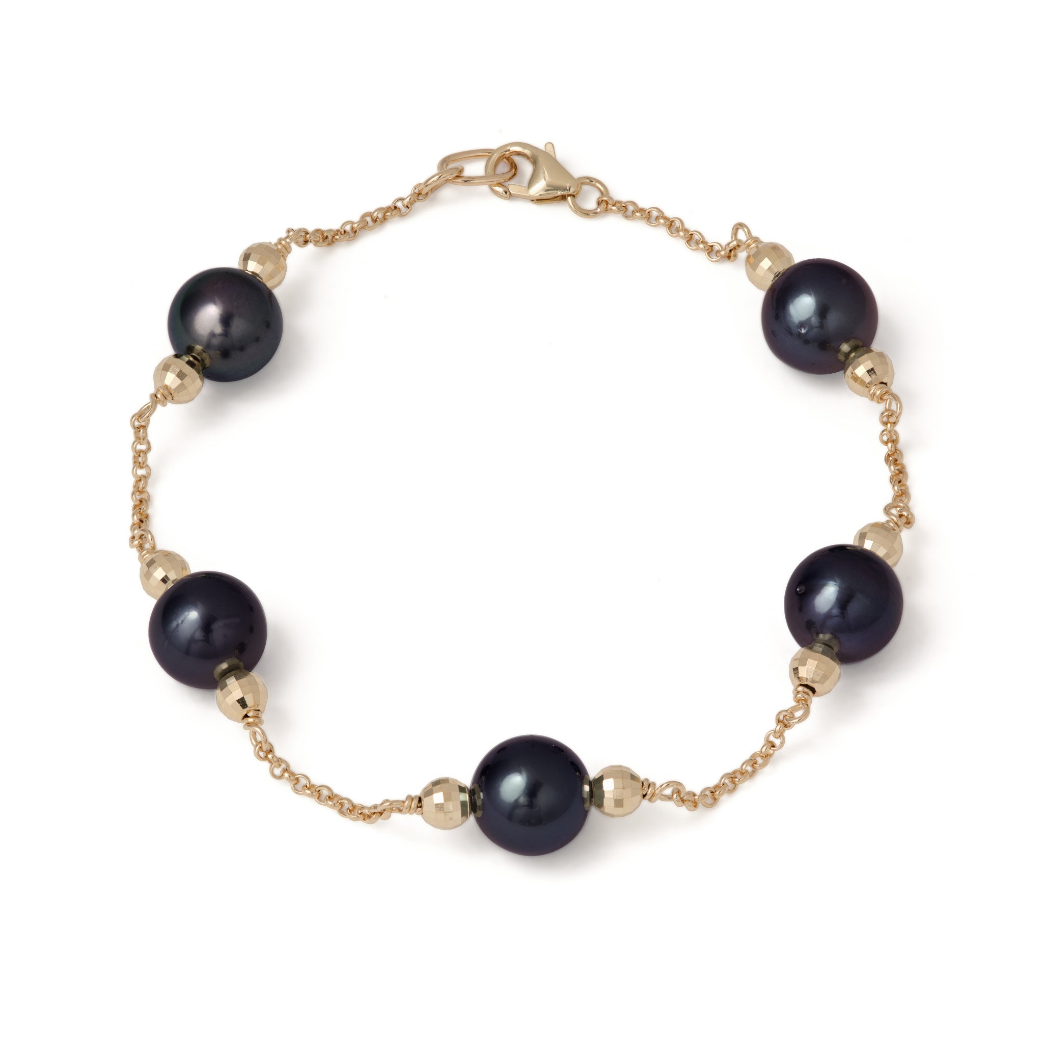 7.5-8" Hawaiian Black Coral Bracelet in Gold