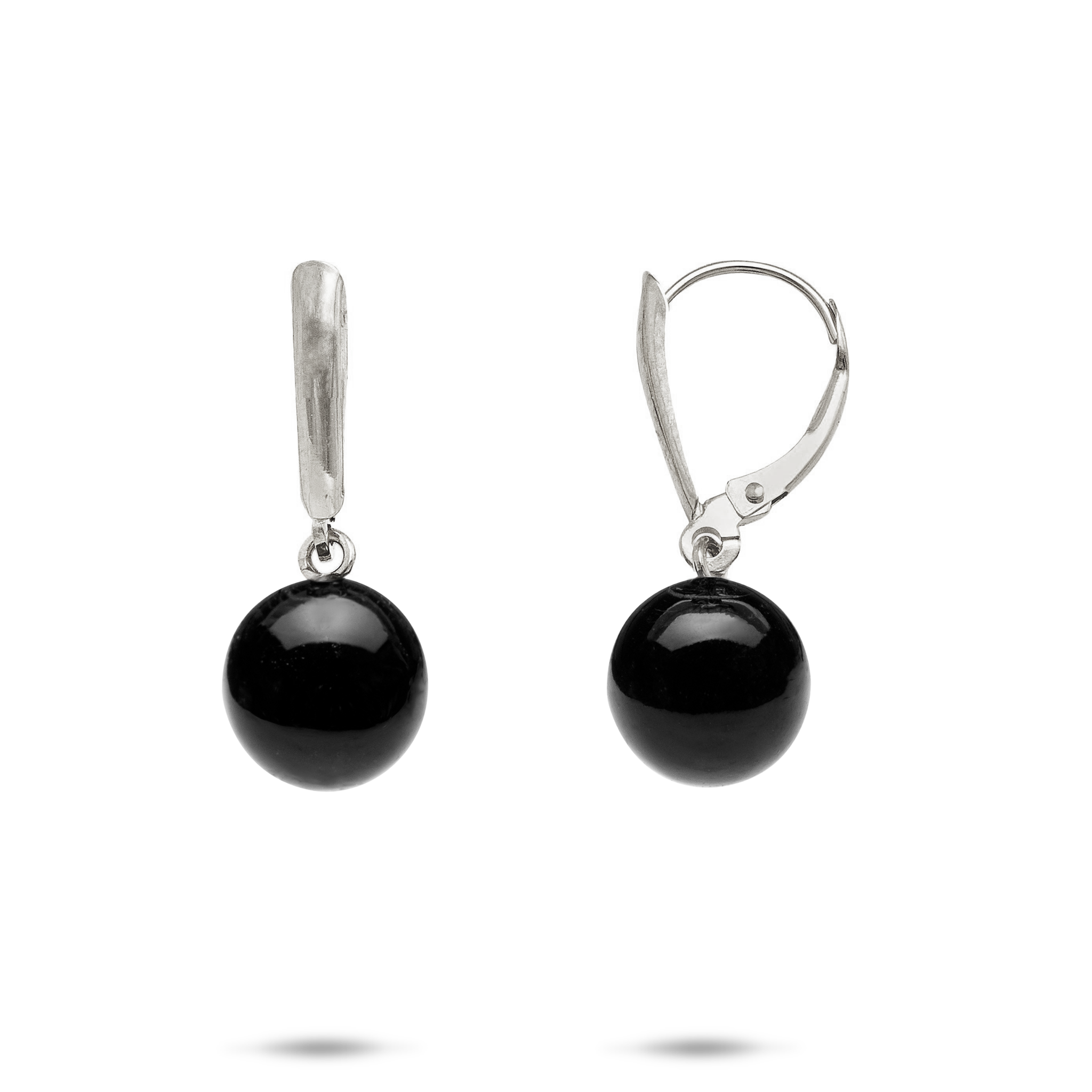 Hawaiian Black Coral Earrings in White Gold - 9-9.9mm