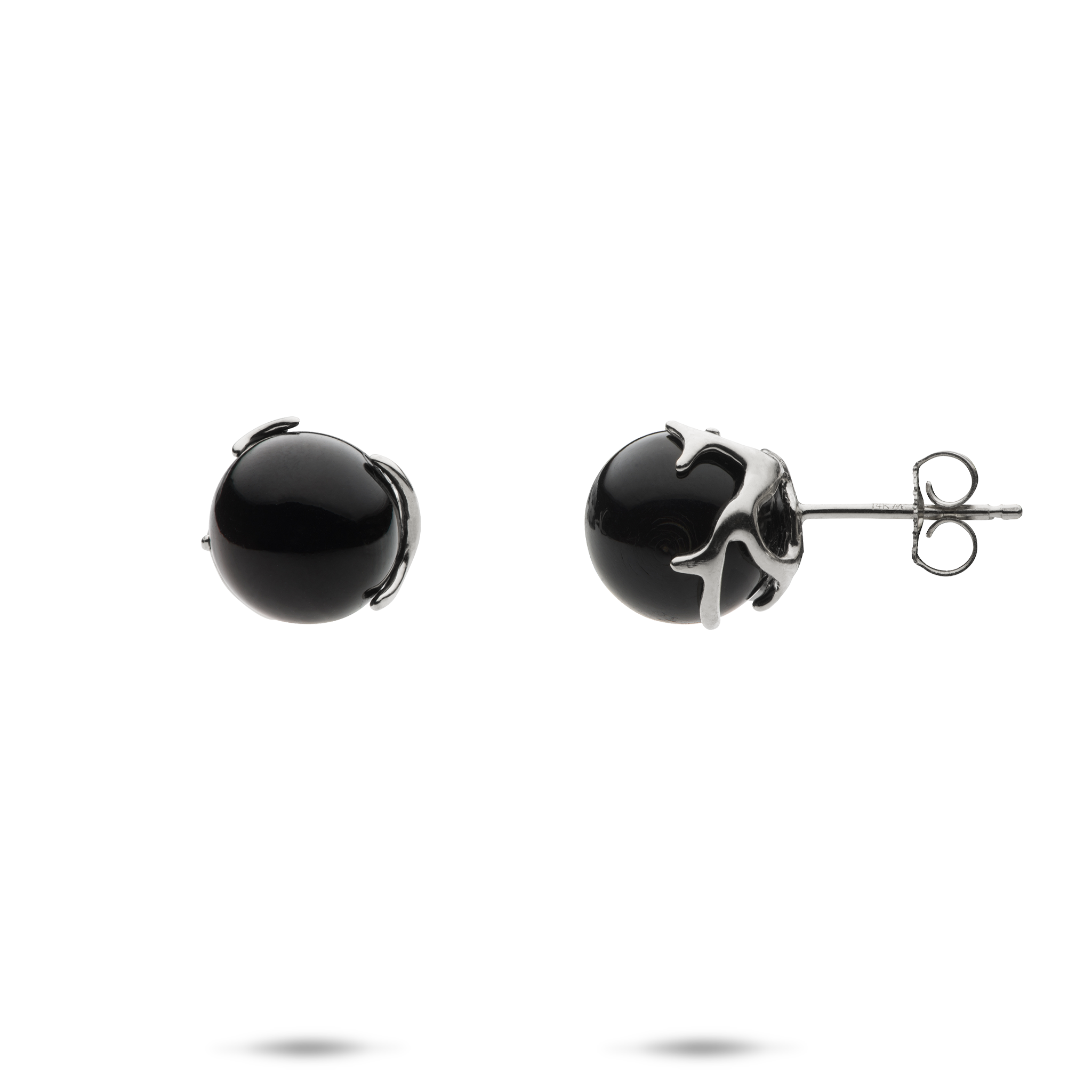 Heritage Black Coral Earrings in White Gold