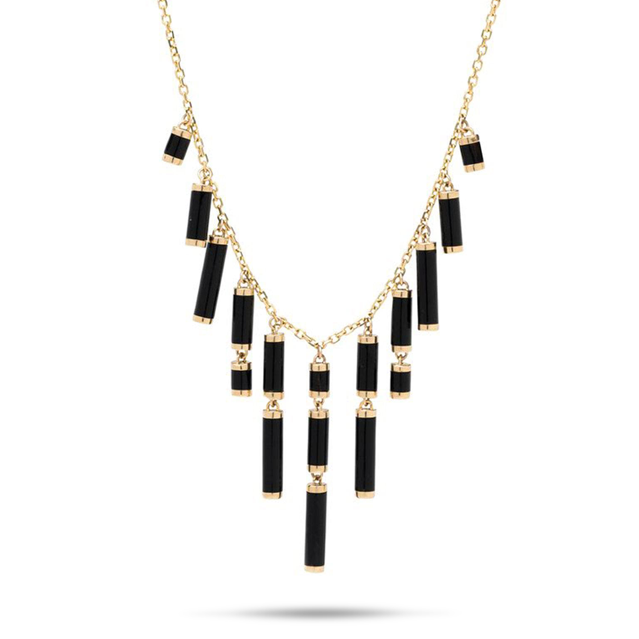 16-18" Adjustable Ocean Chimes Black Coral Necklace in Gold