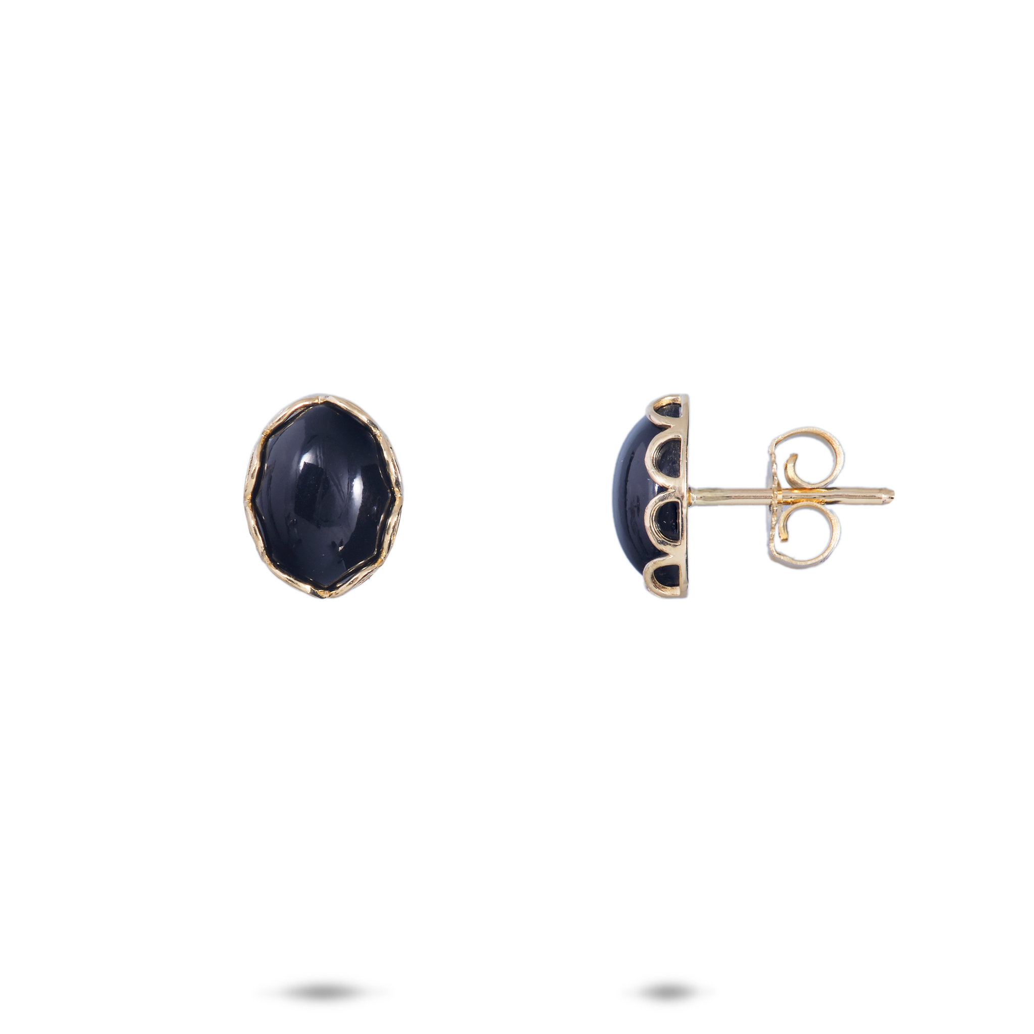 Hawaiian Black Coral Earrings in Gold - 9mm