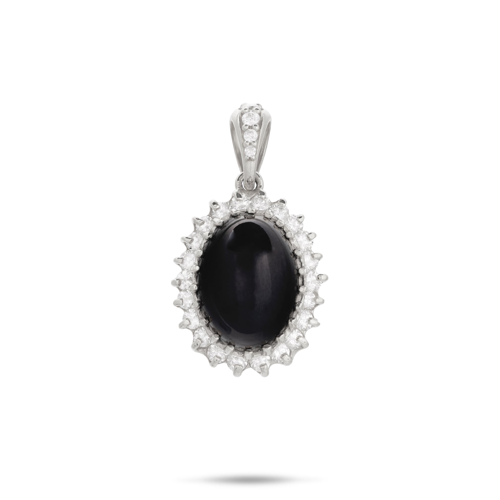 Princess Ka‘iulani Black Coral Pendant in White Gold with Diamonds - 18mm