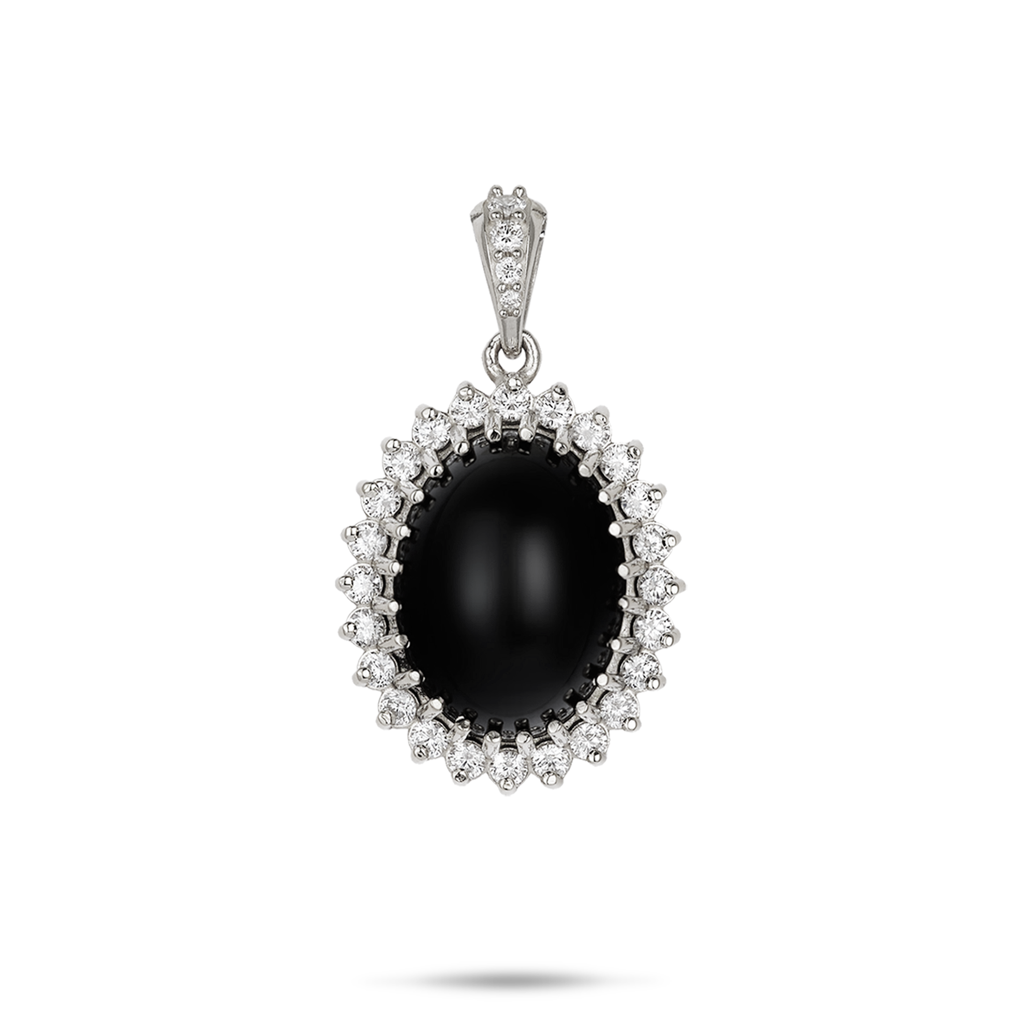 Princess Ka‘iulani Black Coral Pendant in White Gold with Diamonds - 21.5mm