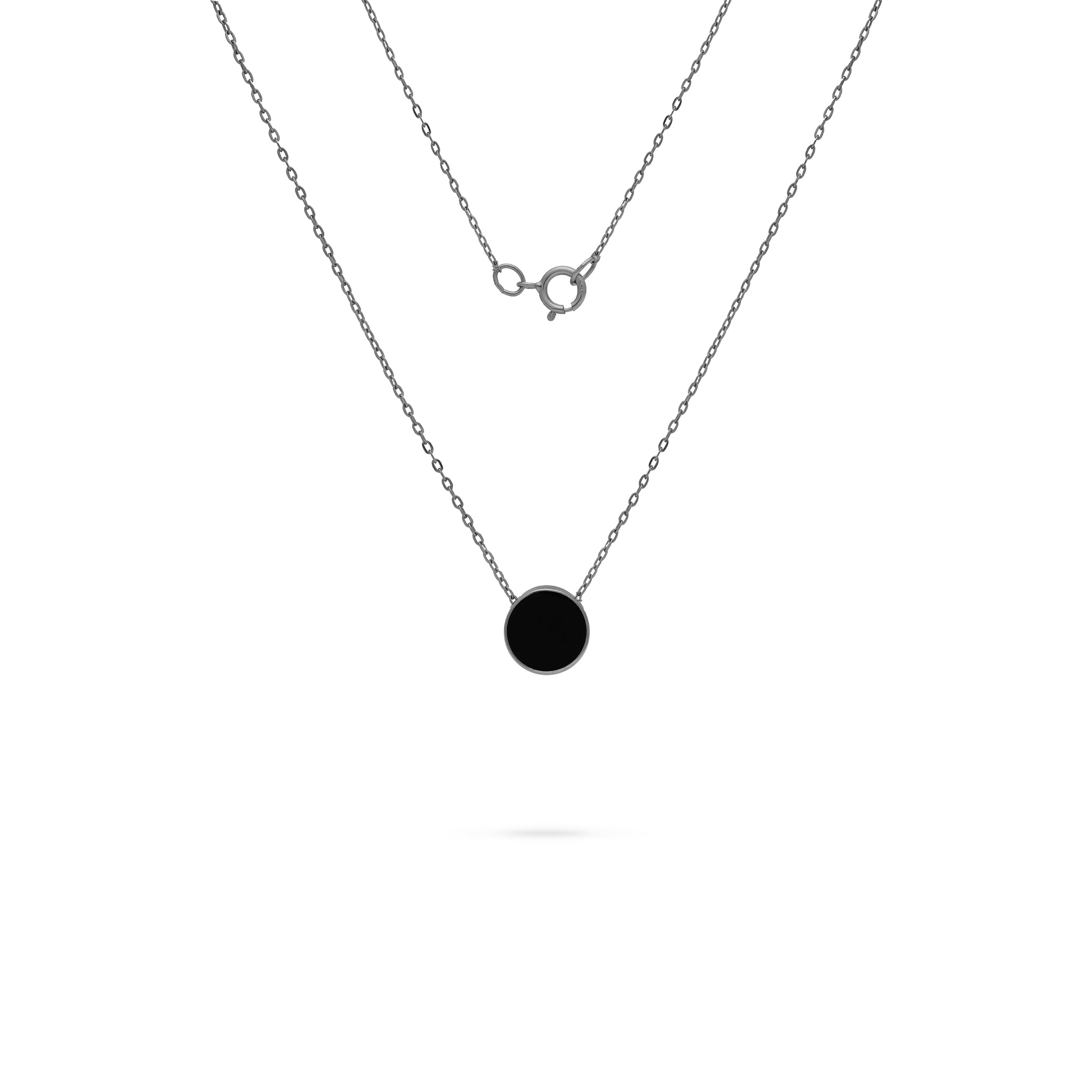 16-18" Adjustable Eclipse Flipside Black Coral & Mother of Pearl Necklace in White Gold - 9mm