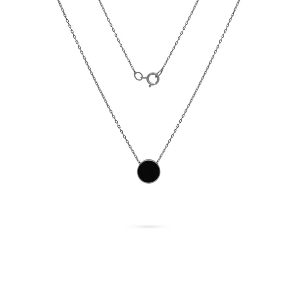16-18" Adjustable Eclipse Flipside Black Coral & Mother of Pearl Necklace in White Gold - 9mm