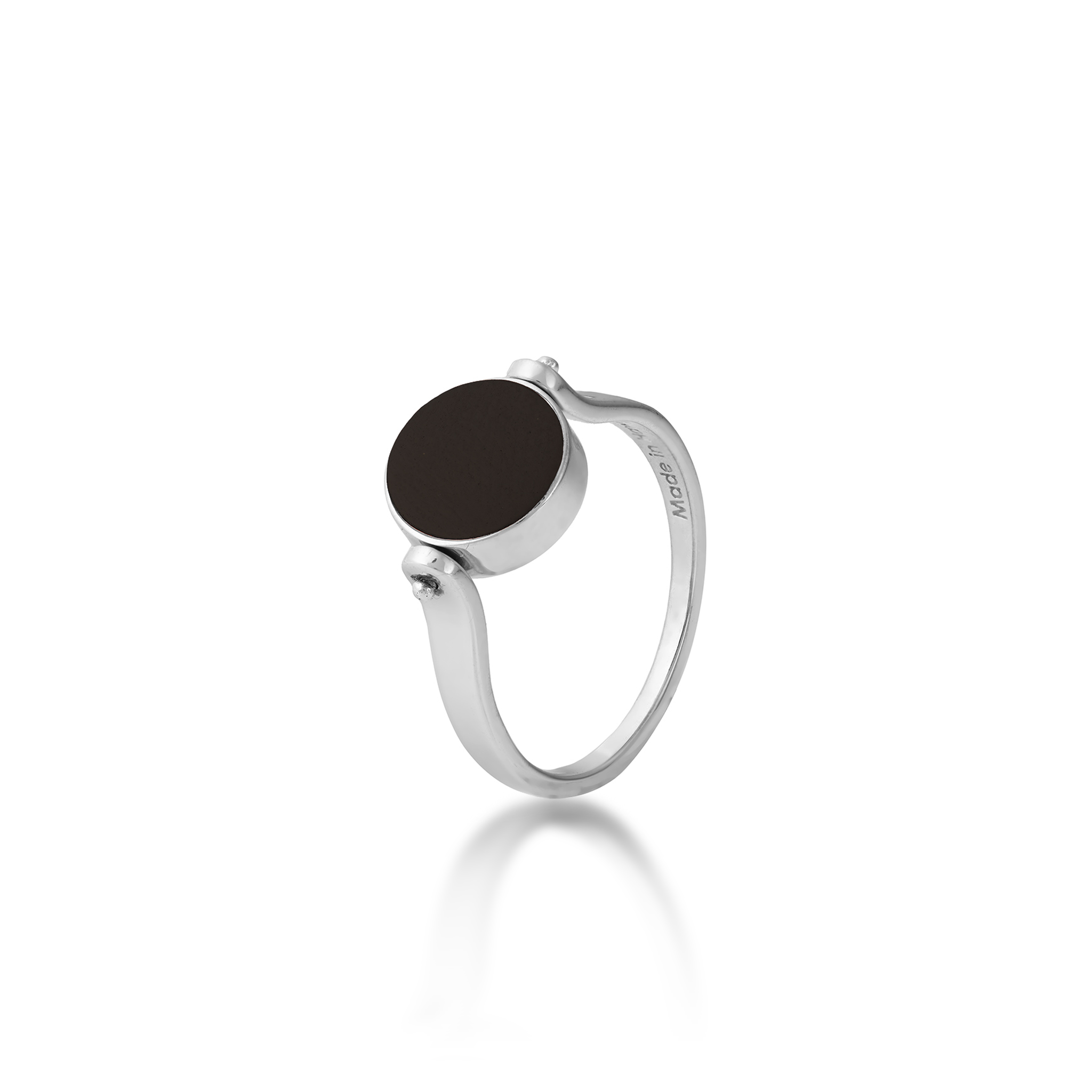 Eclipse Flipside Black Coral & Mother of Pearl Ring in White Gold - 9mm