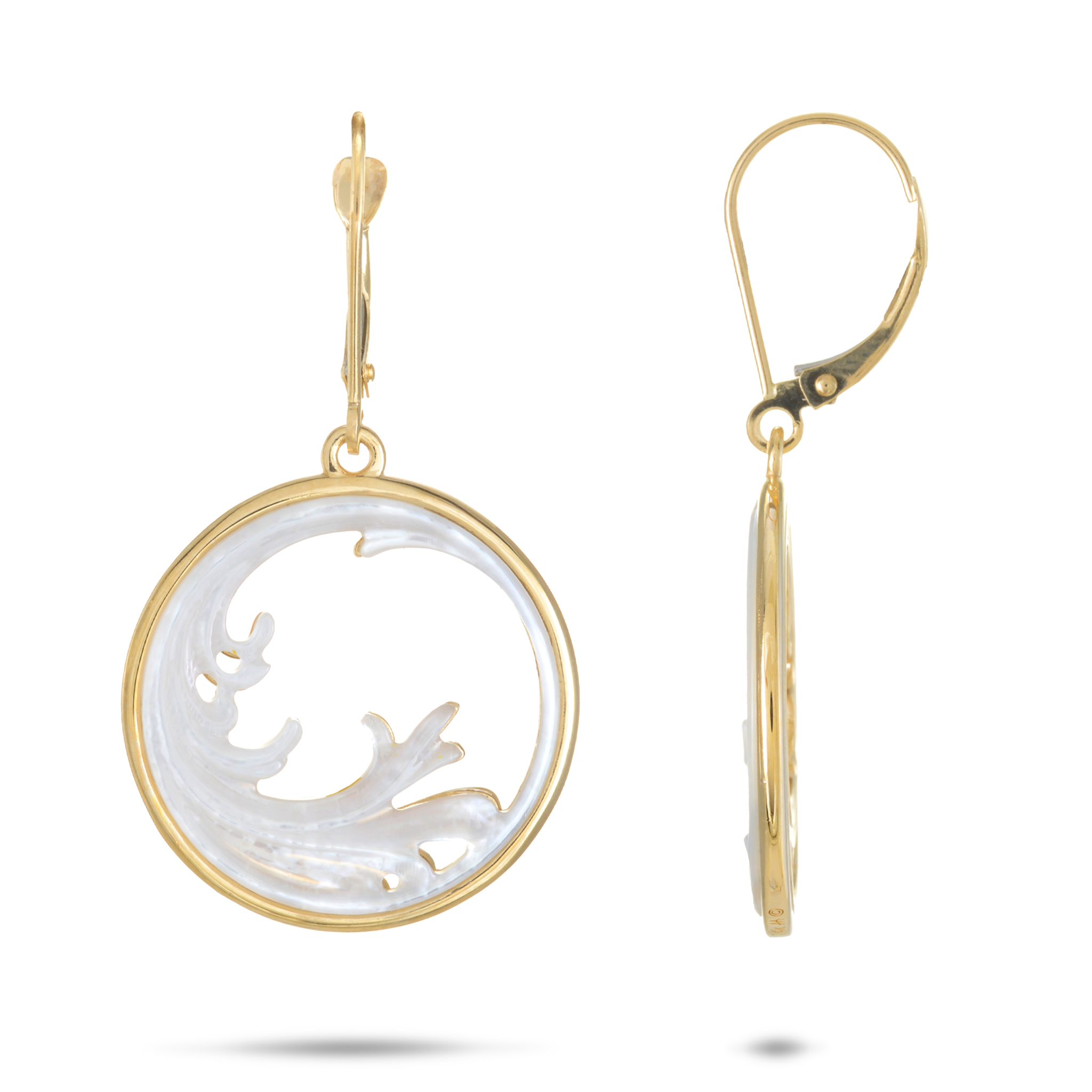 Nalu Splash Mother of Pearl Earrings in Gold - 22mm