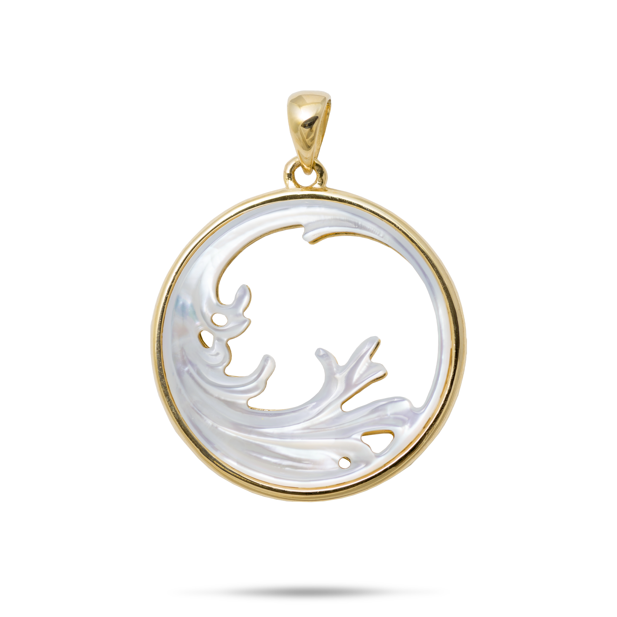 Nalu Splash Mother of Pearl Pendant in Gold - 27mm