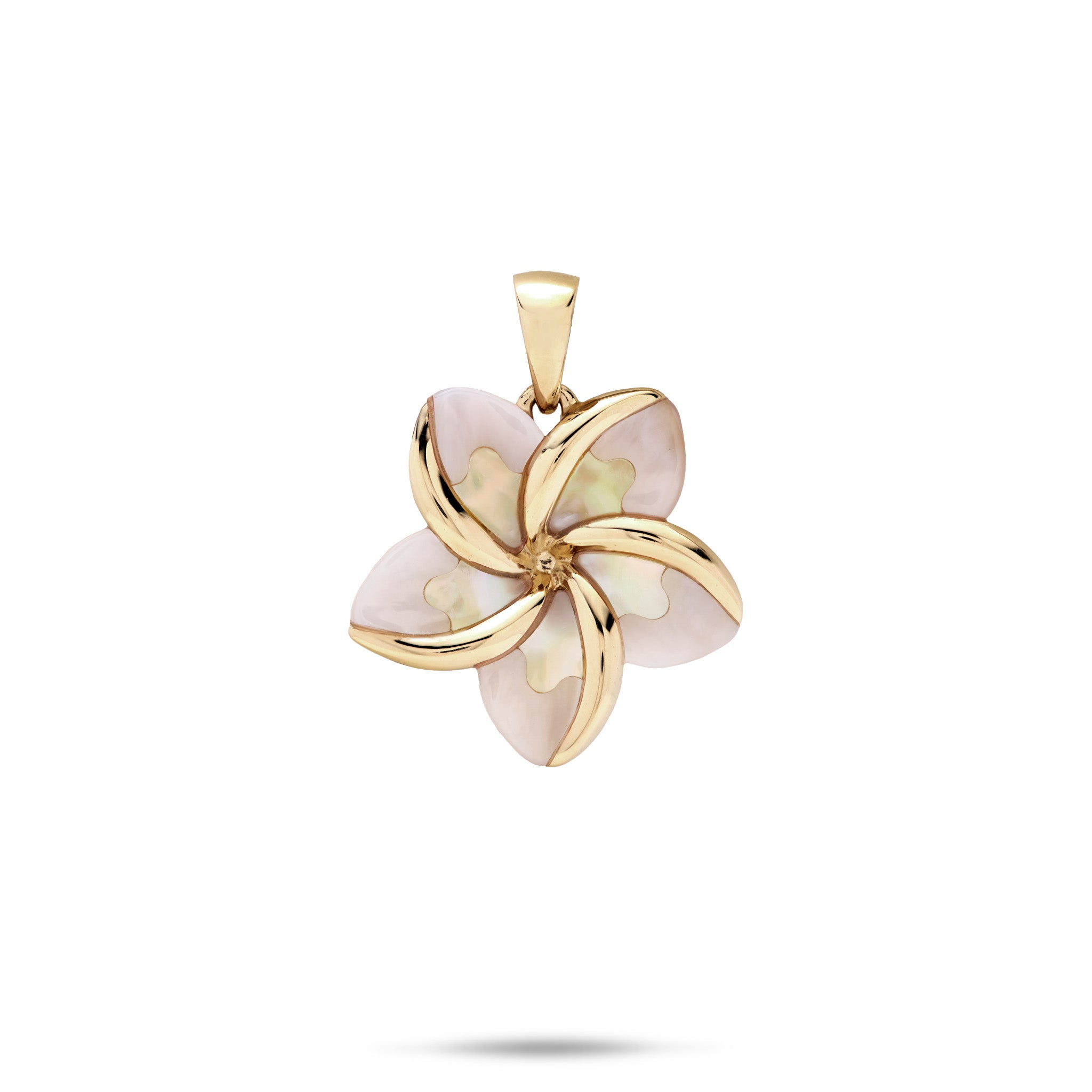 Plumeria Mother of Pearl Pendant in Gold - 18mm