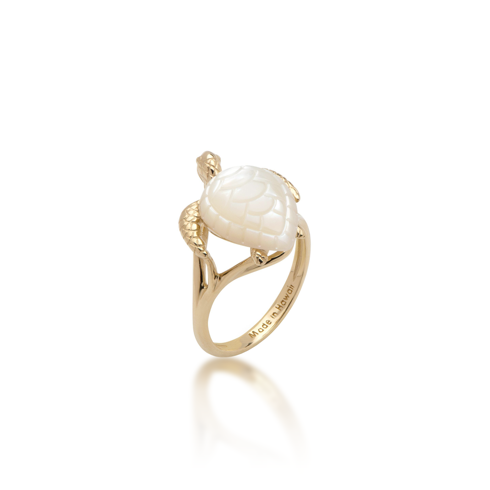 Honu Mother of Pearl Ring in Gold - 14mm