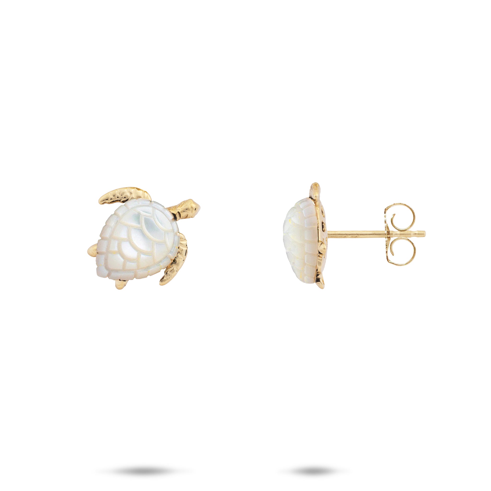 Honu Mother of Pearl Earrings in Gold - 11mm
